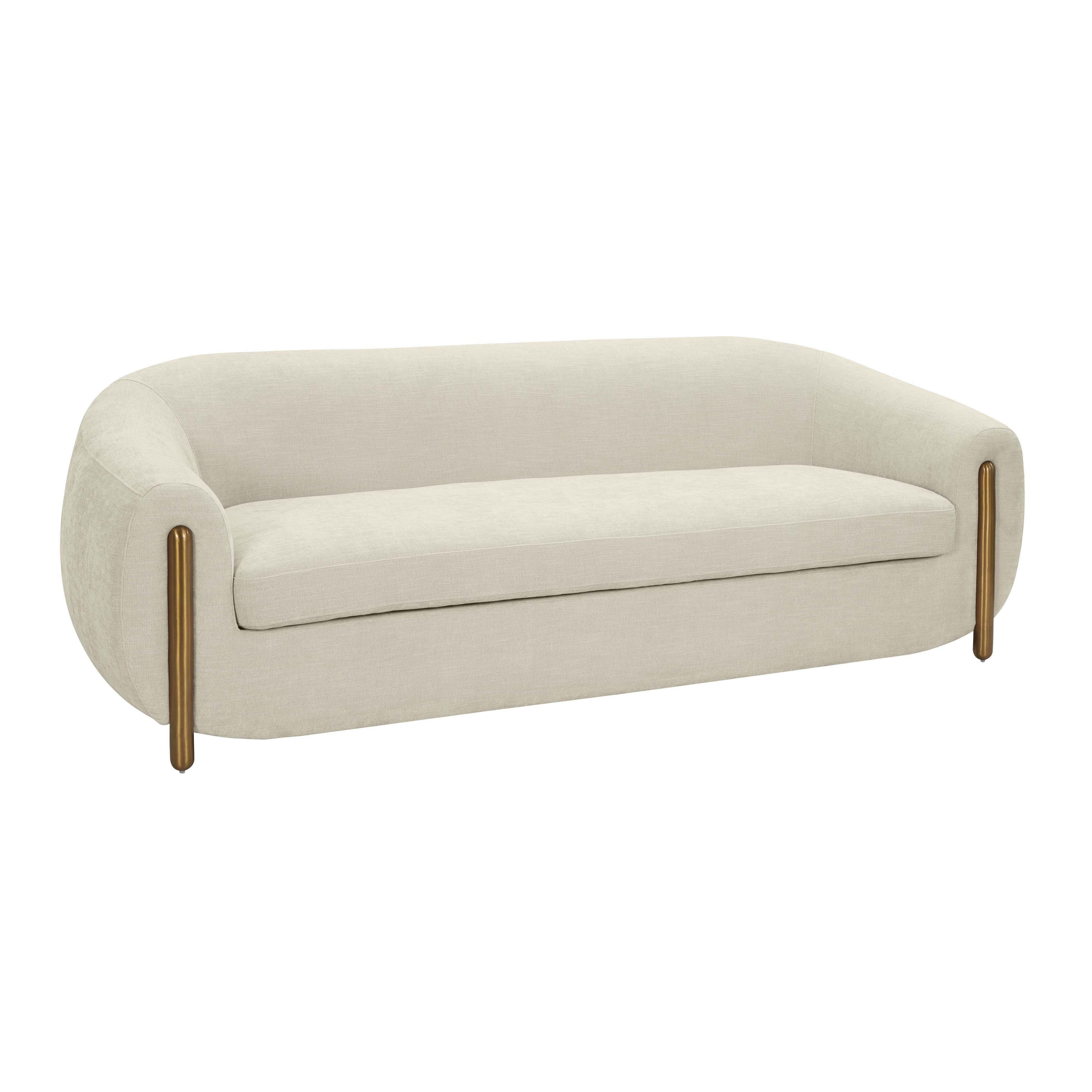 Lina Cream Textured Linen Sofa - Remutear