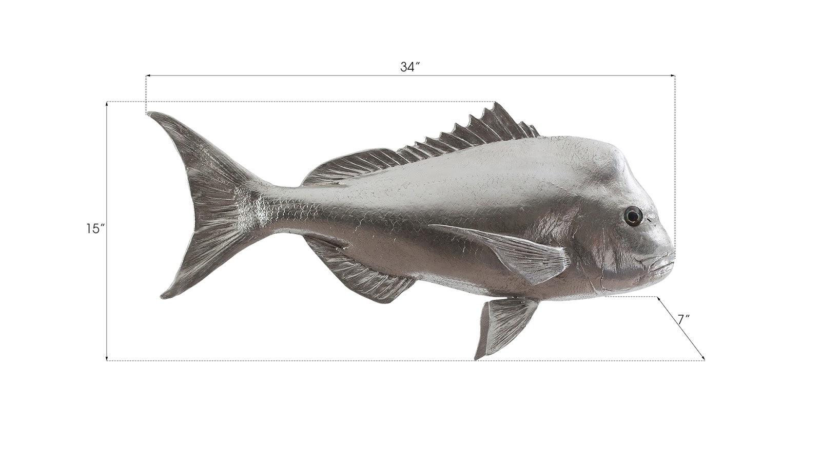 Australian Snapper Fish Wall Sculpture, Resin, Silver Leaf - Remutear