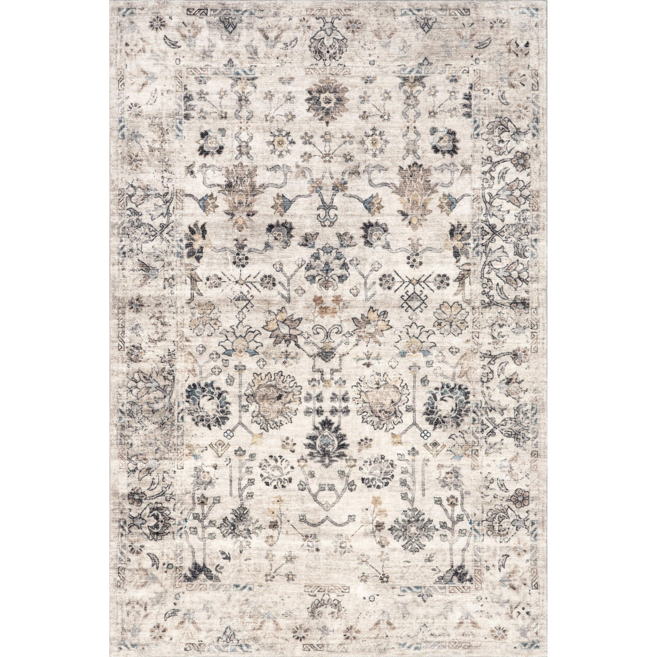 Ashby Floral Medallion Machine Washable Area Rug - Remutear
