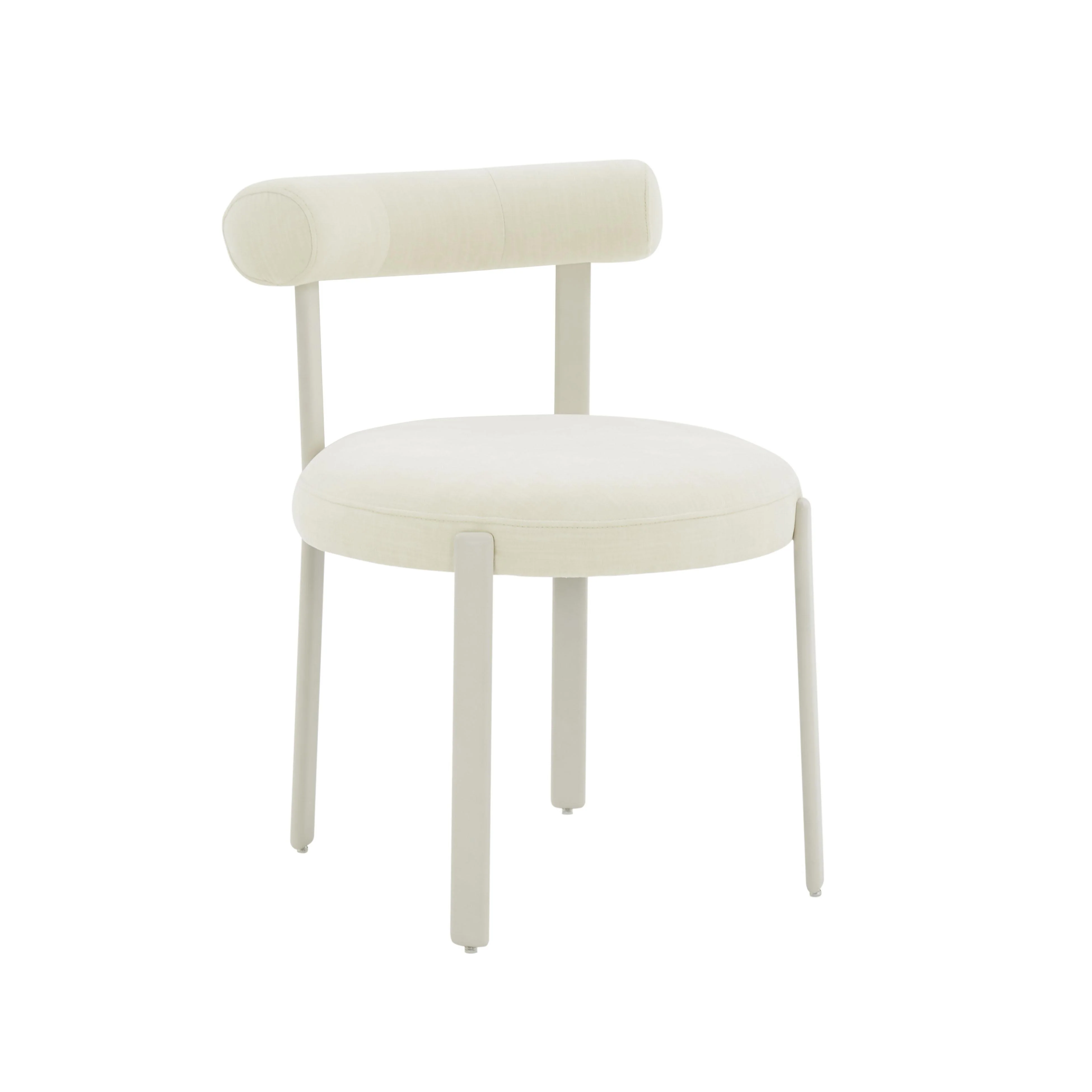 Margaret Cream Chenille Bolster Back Dining Chair - Remutear