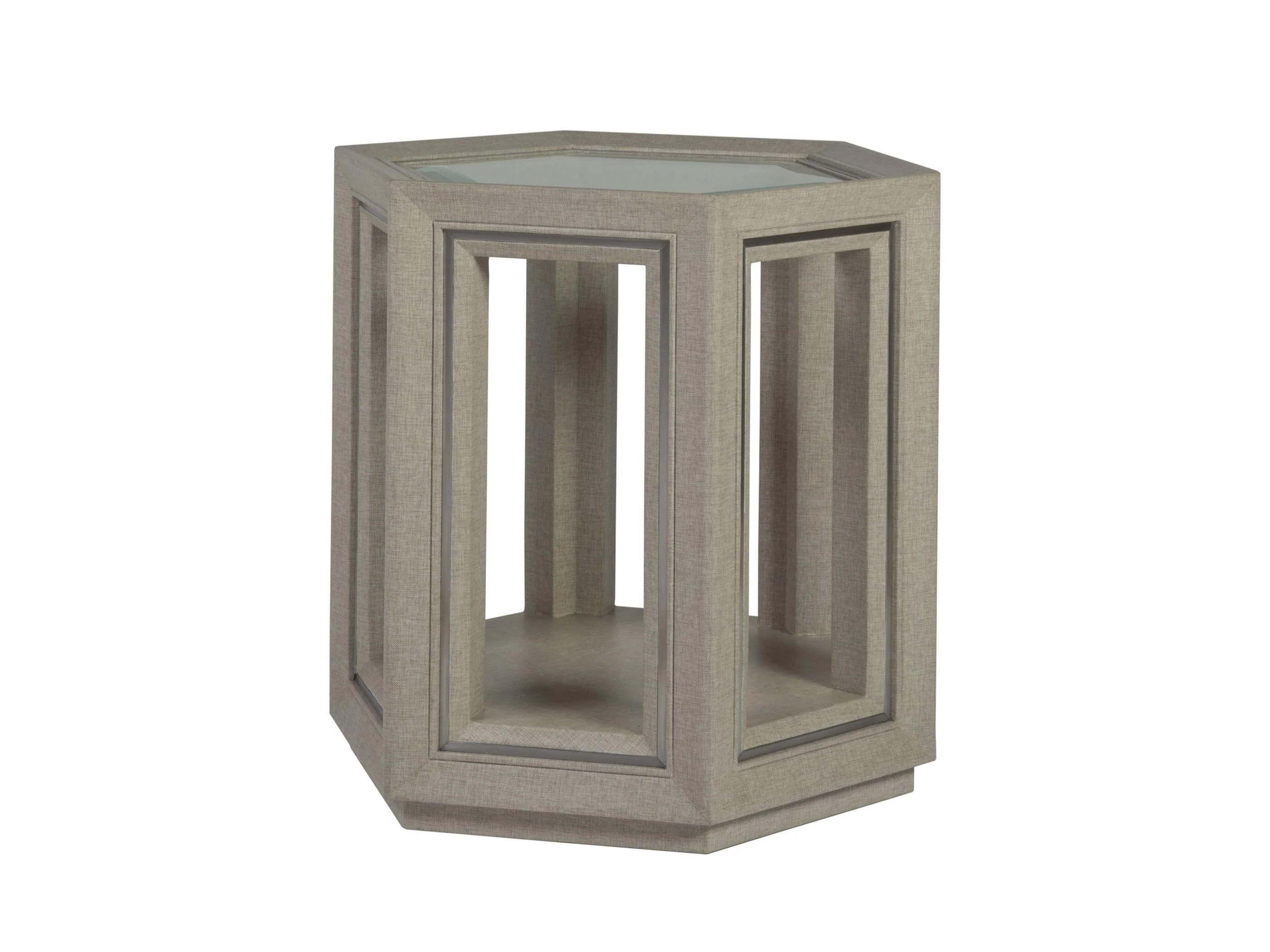 Signature Designs Zeitgeist Linen Hexagonal End Table - Remutear
