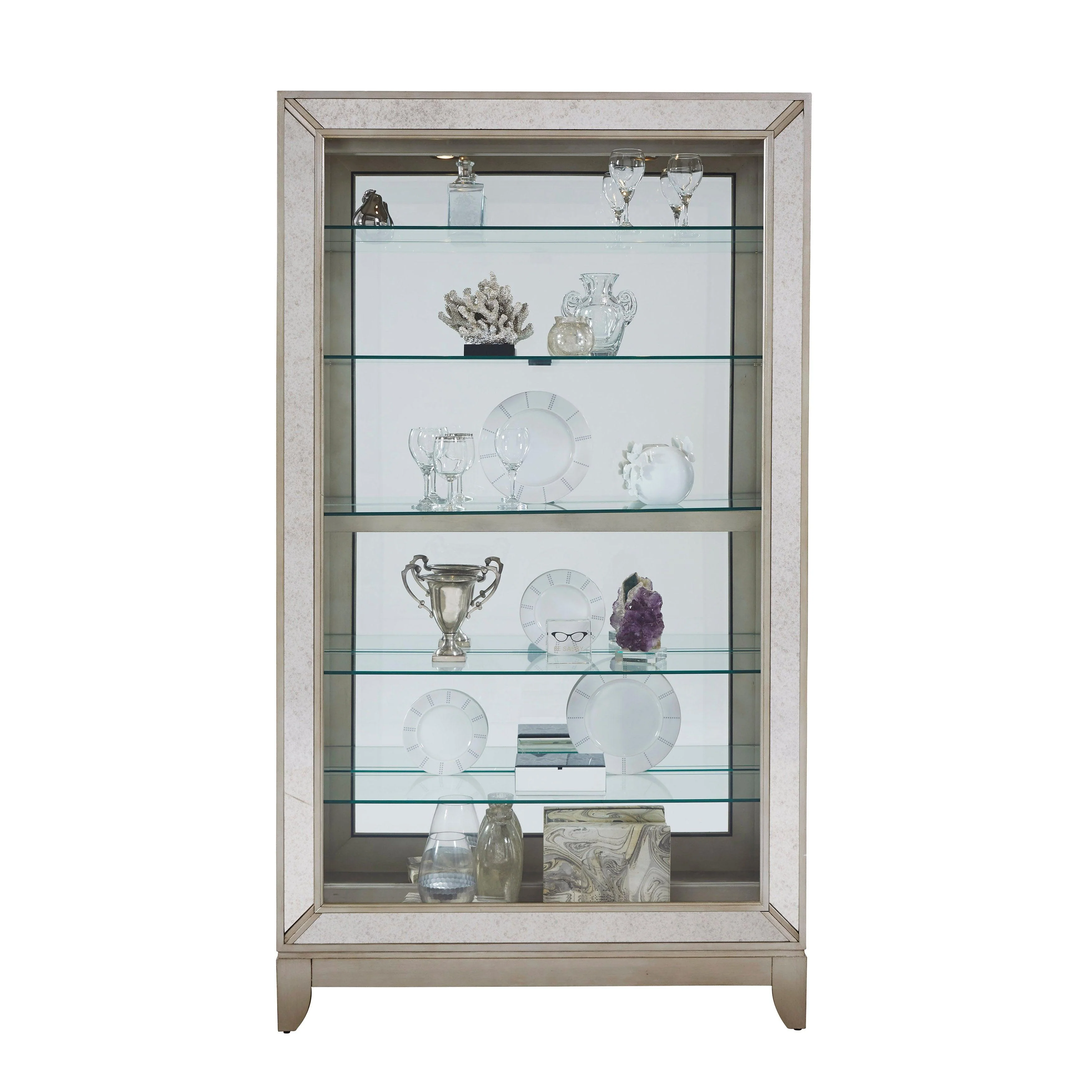 Antique Style 5 Shelf Mirrored Curio Cabinet - Remutear