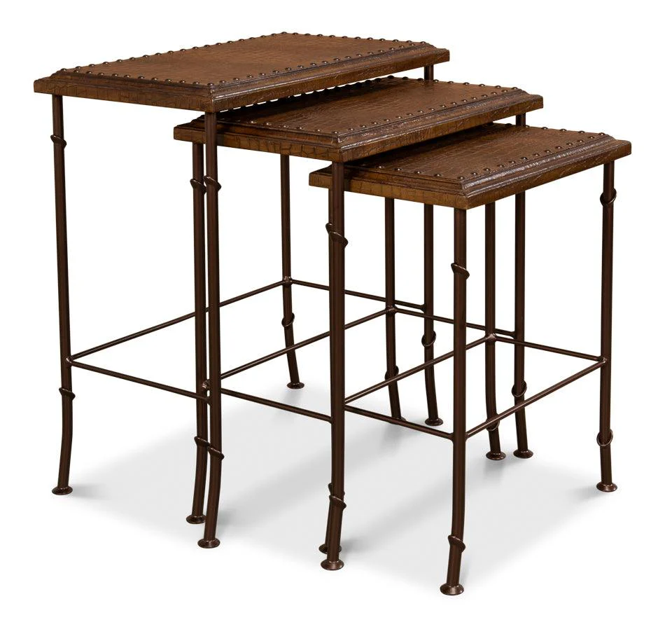 Croc Leather Nesting Tables - Set/3 - Remutear