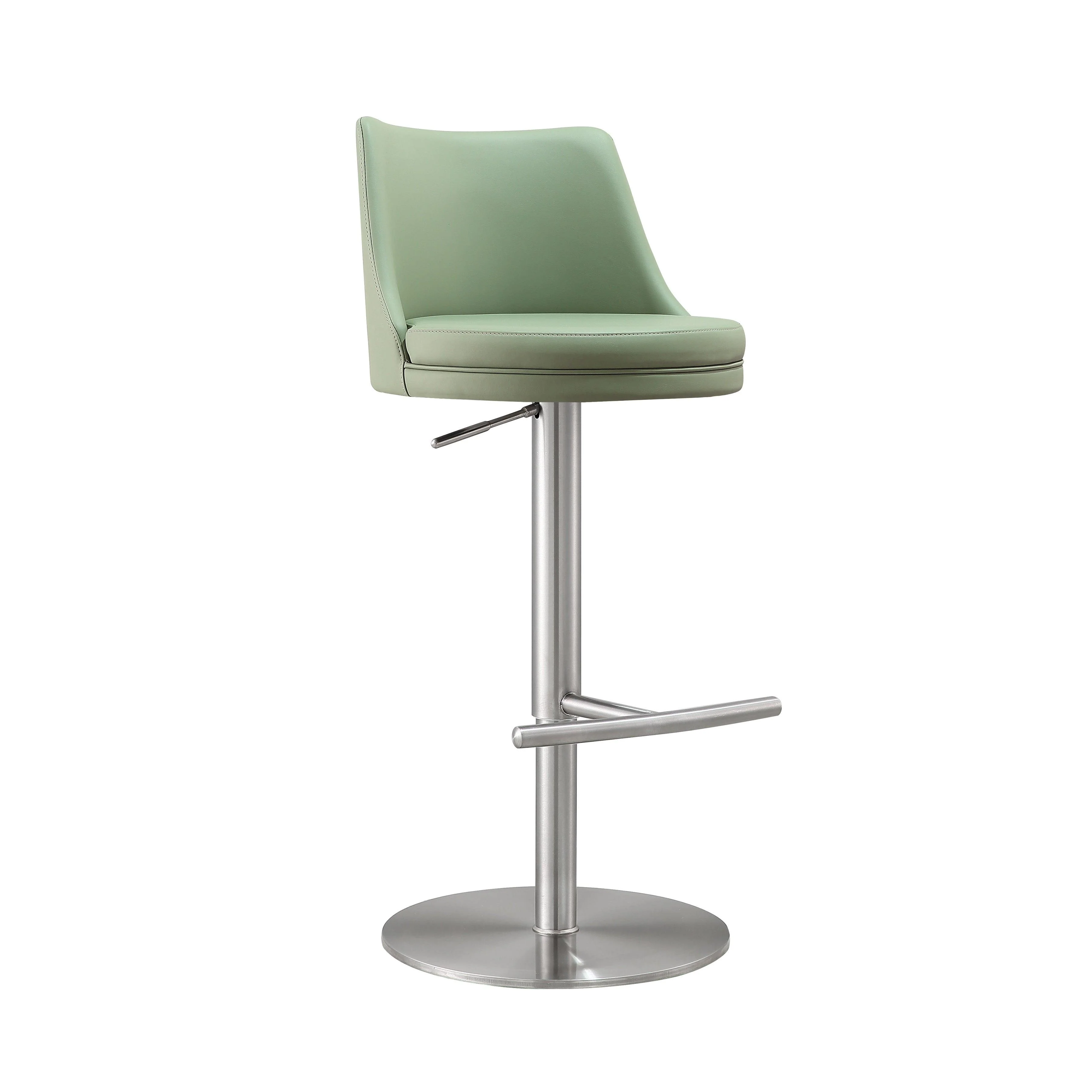 Reagan Sea Foam Green and Silver Adjustable Stool - Remutear