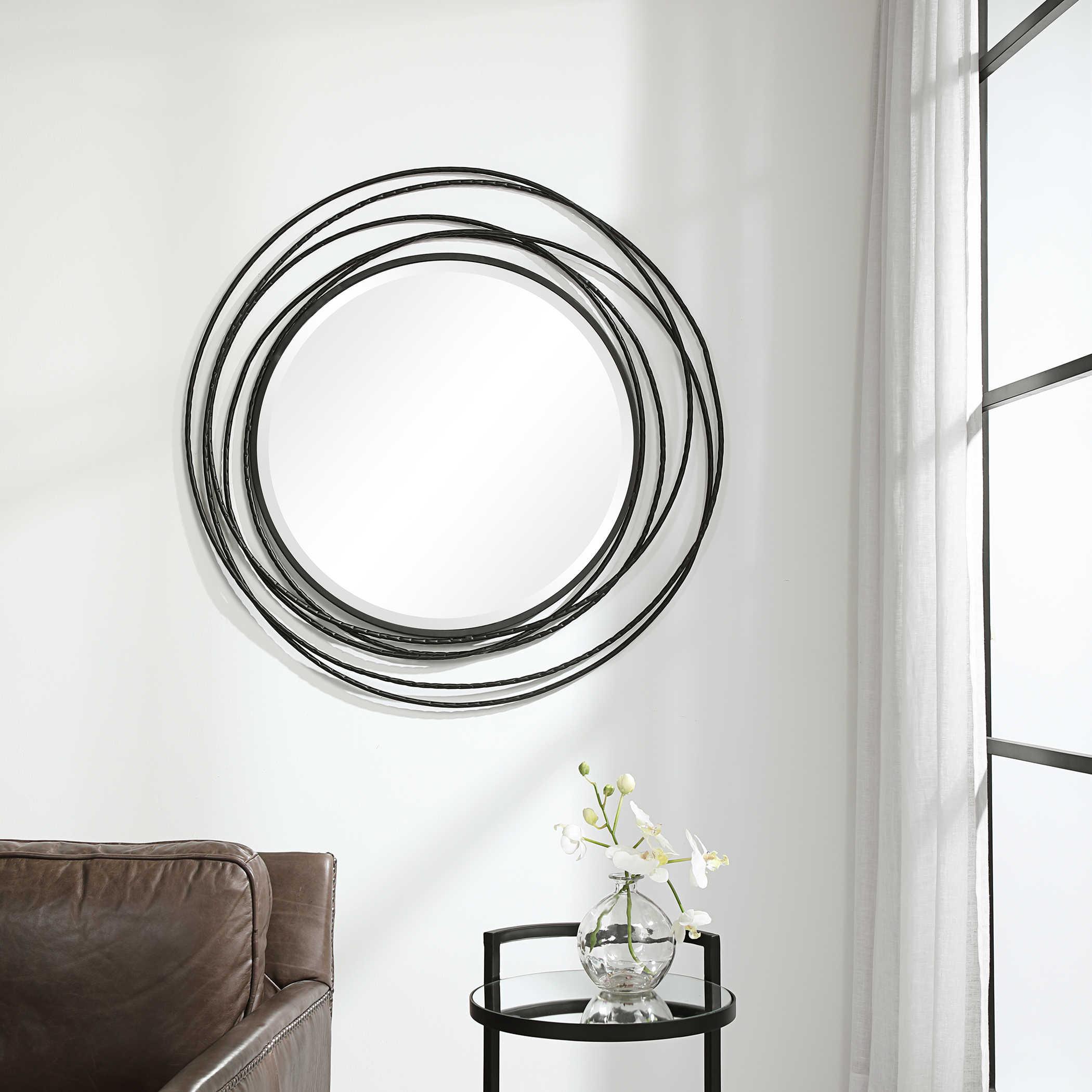 WHIRLWIND BLACK ROUND MIRROR - Remutear