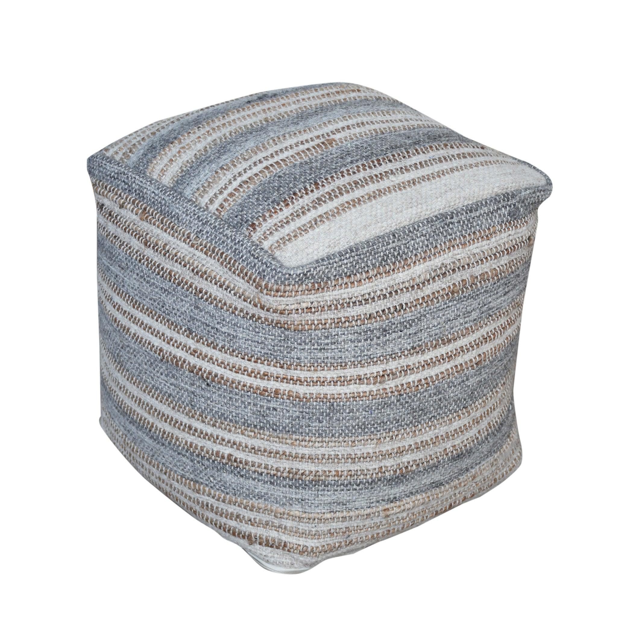 Mesick Handwoven Gray Pouf - Remutear