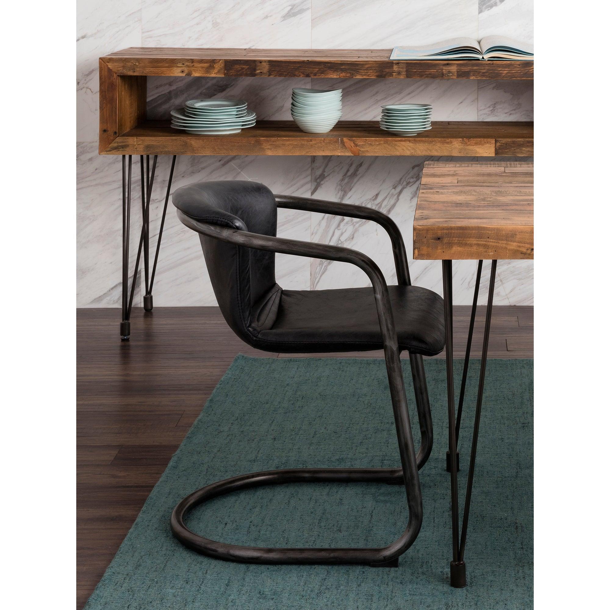 Freeman Dining Chair Onyx Black Leather  - Set Of Two - Remutear