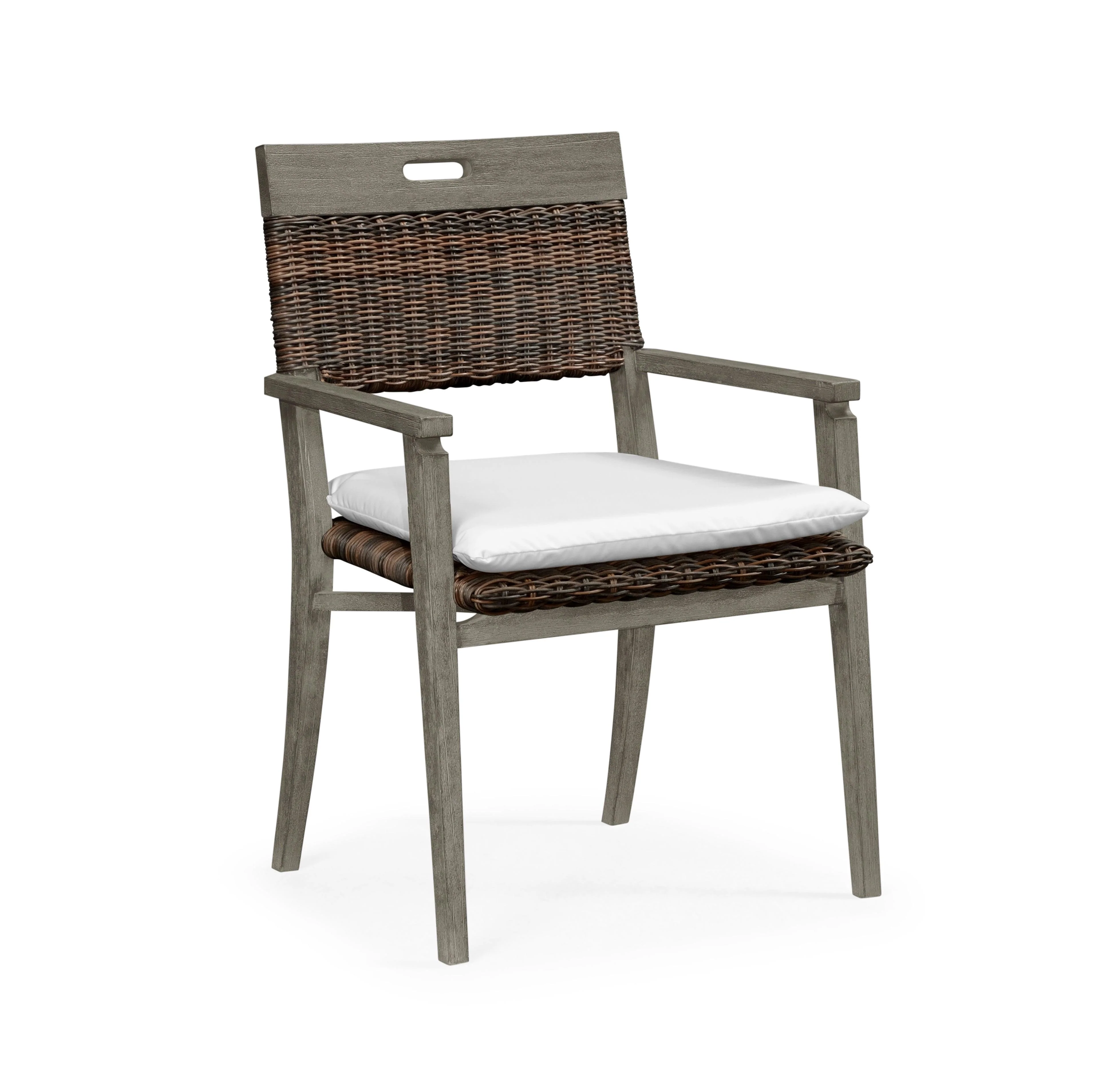 Outdoor Hampton Sq Back Grey & Rattan Chair w/Cushion - Remutear