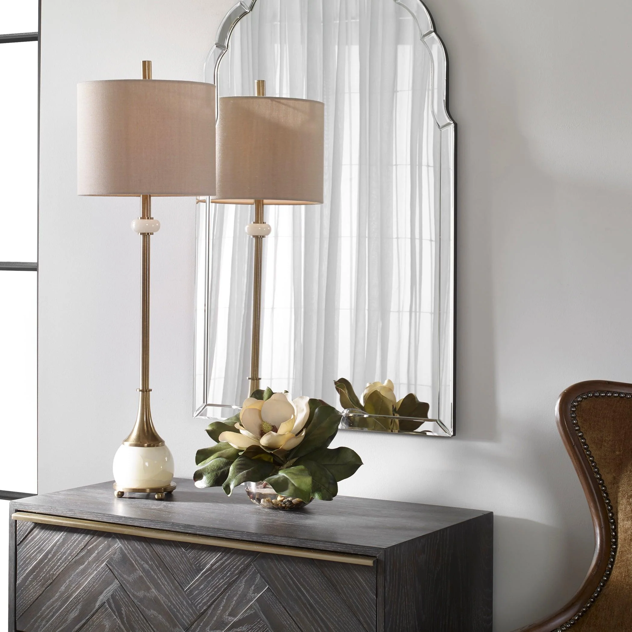 Natania Plated Brass Buffet Lamp - Remutear