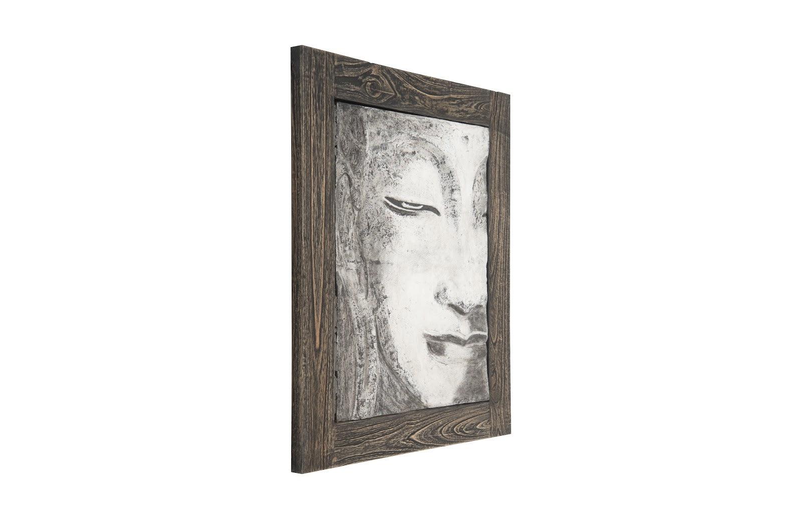 Antique Concrete Buddha Relief Wall Art, Looking Straight - Remutear