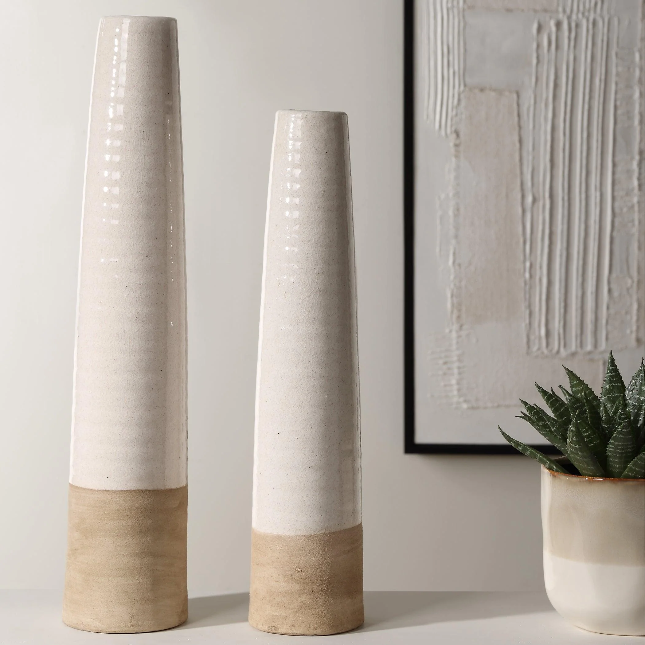 Ivory Sands Ceramic Vases, S/2 - Remutear