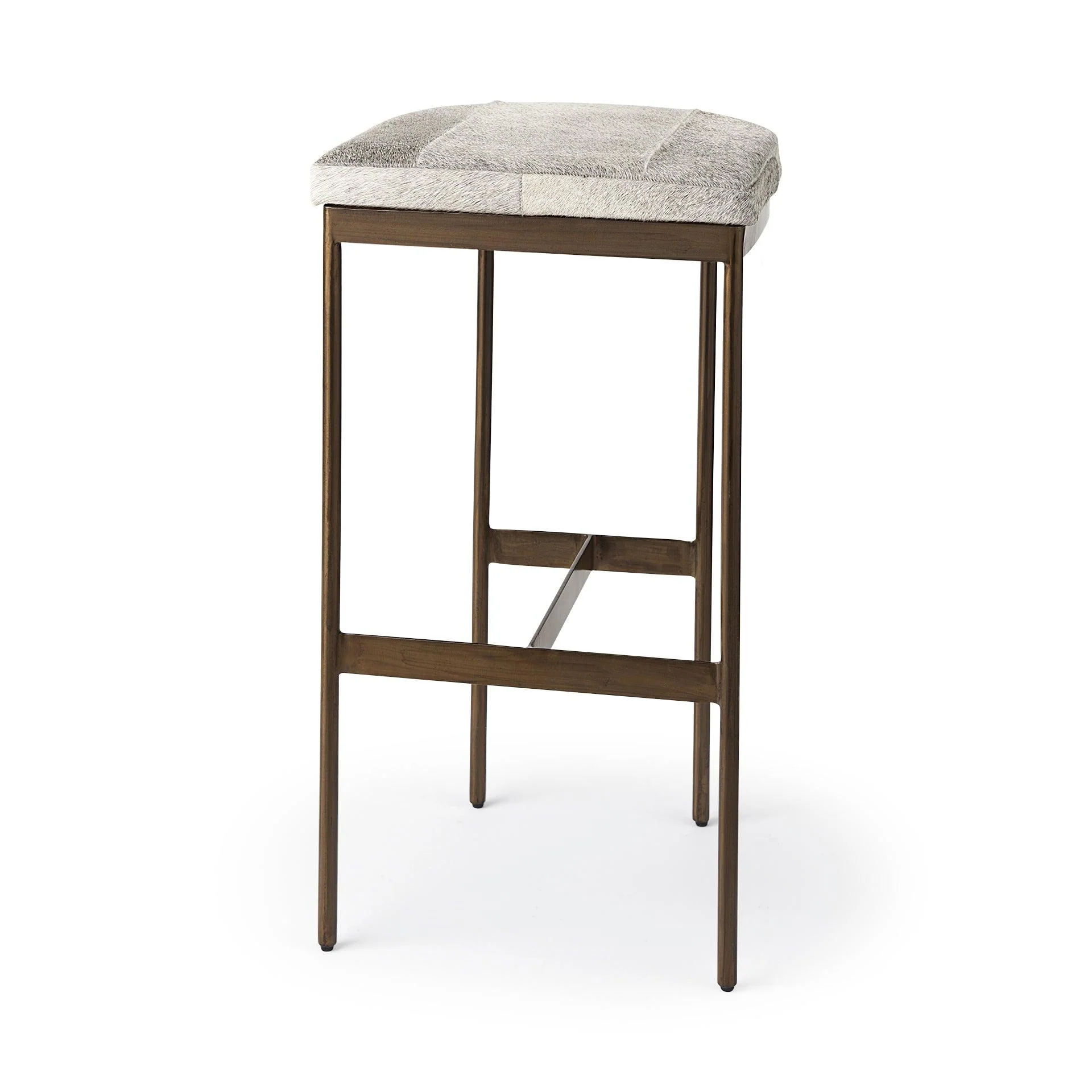 Millie 16.75 X 17.75 X 30 Hair-on-hide Seat W/ Gold Frame Bar Stool - Remutear