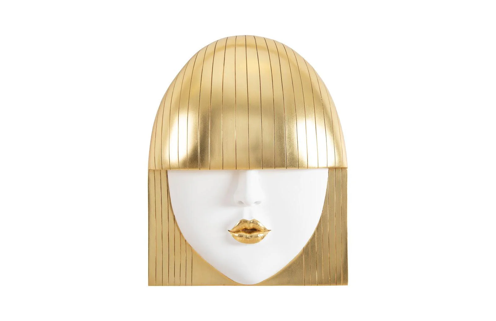 Fashion Faces Wall Art, Large, Kiss, White and Gold Leaf - Remutear