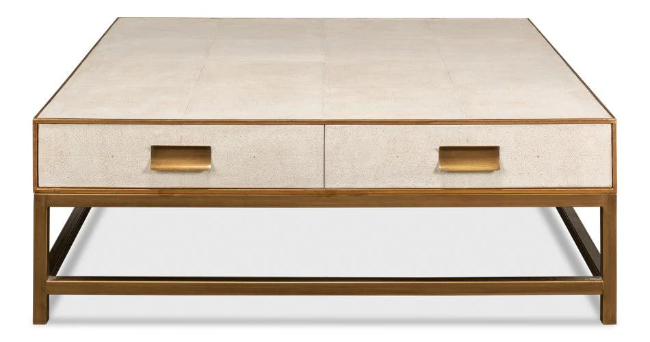 Gideon Shagreen Sq.Coffee Table - White - Remutear