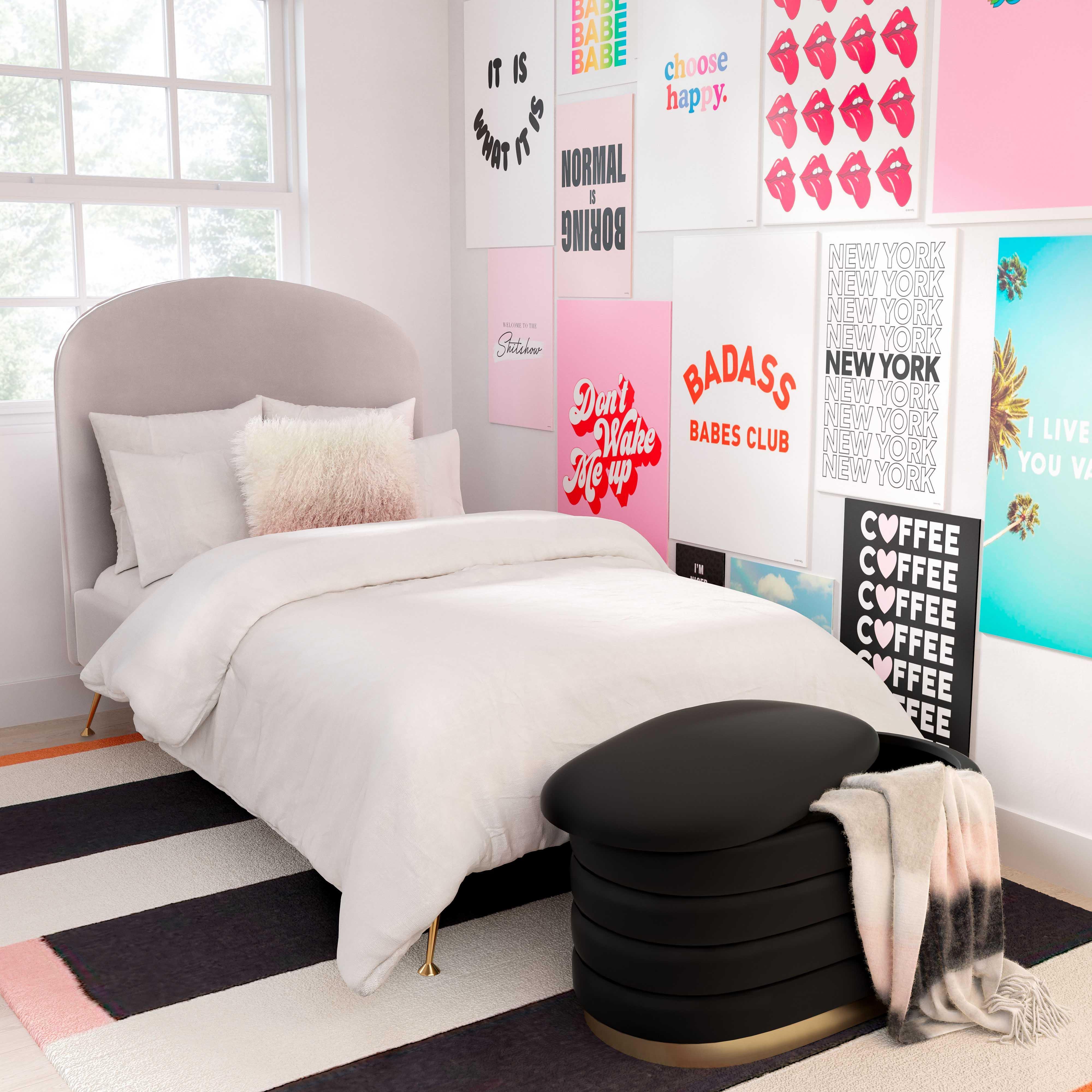 Lillian Black Velvet Storage Bench - Remutear