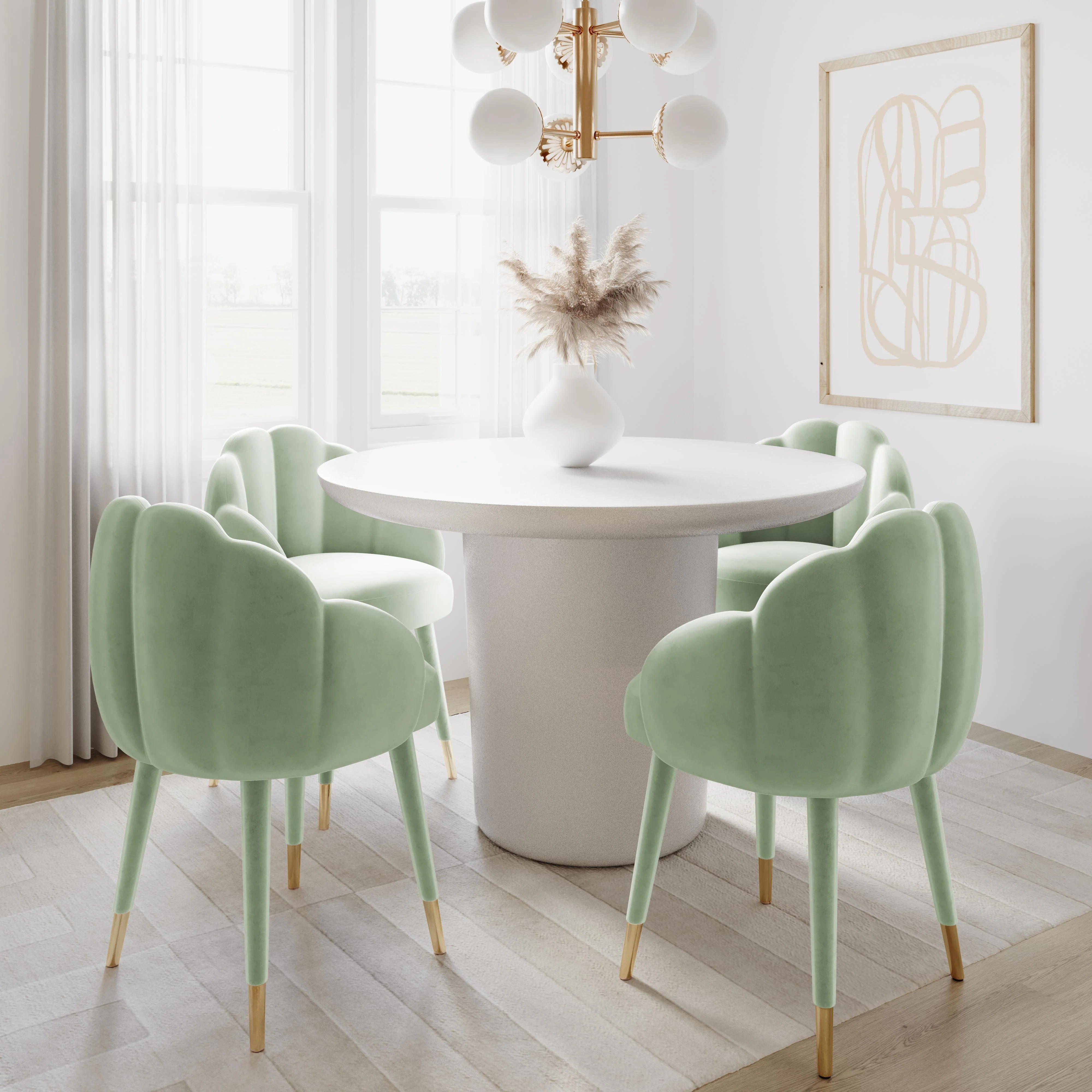 Gardenia Moss Green Velvet Dining Chair - Remutear