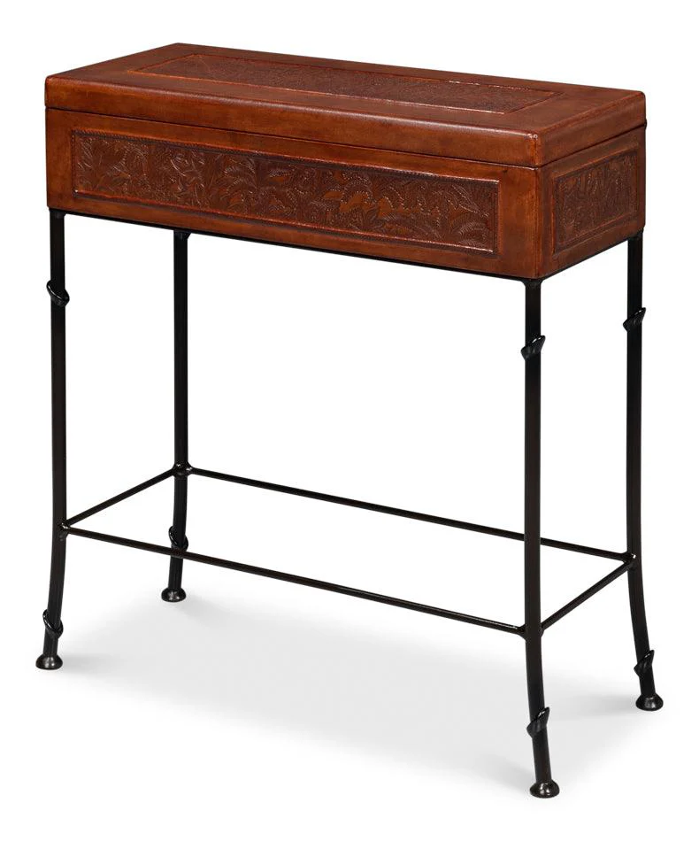 Botanical Leather Box On Stand - Remutear