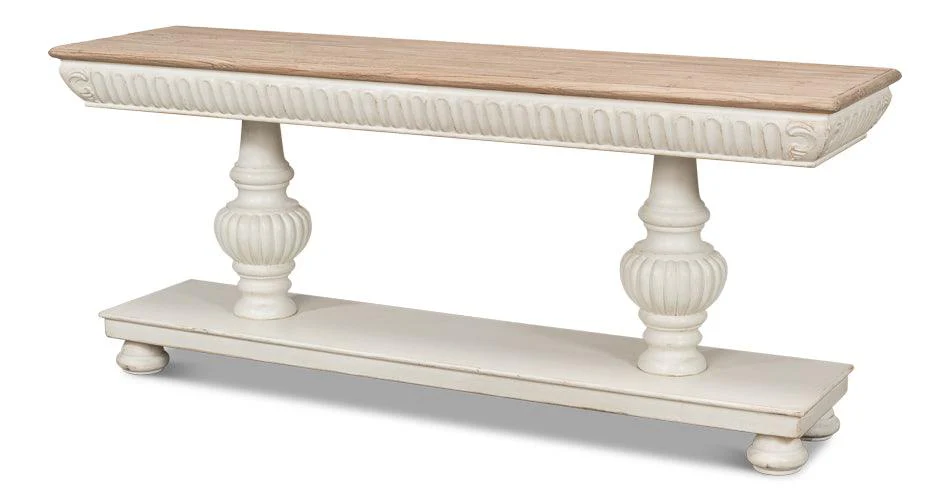 Hugo Console - Ant.White W/Natural Top - Remutear