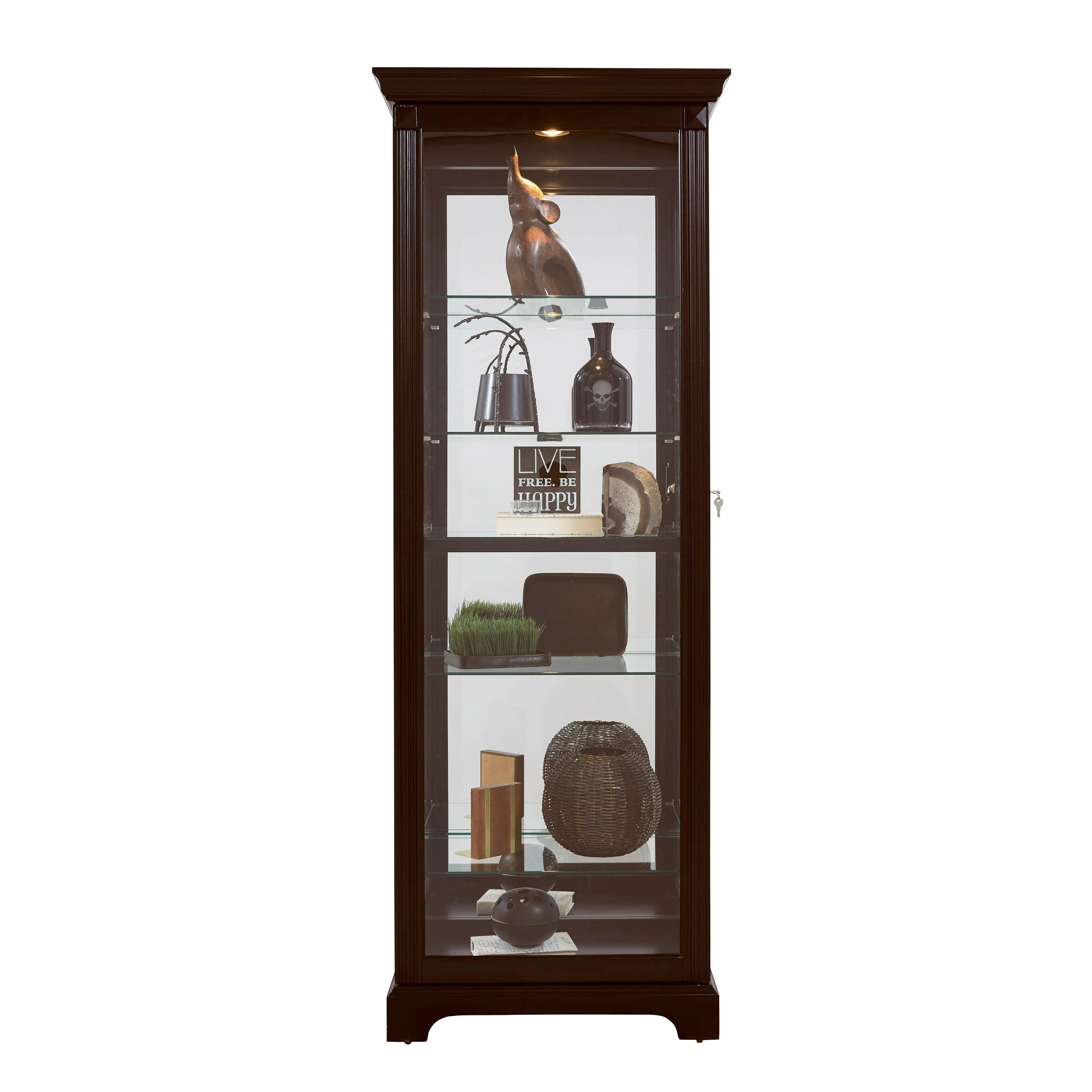 Locking Slide Door 5 Shelf Curio Cabinet - Remutear