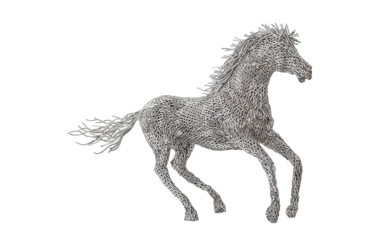 Horse Pipe Sculpture, Galloping, Stainless Steel - Remutear