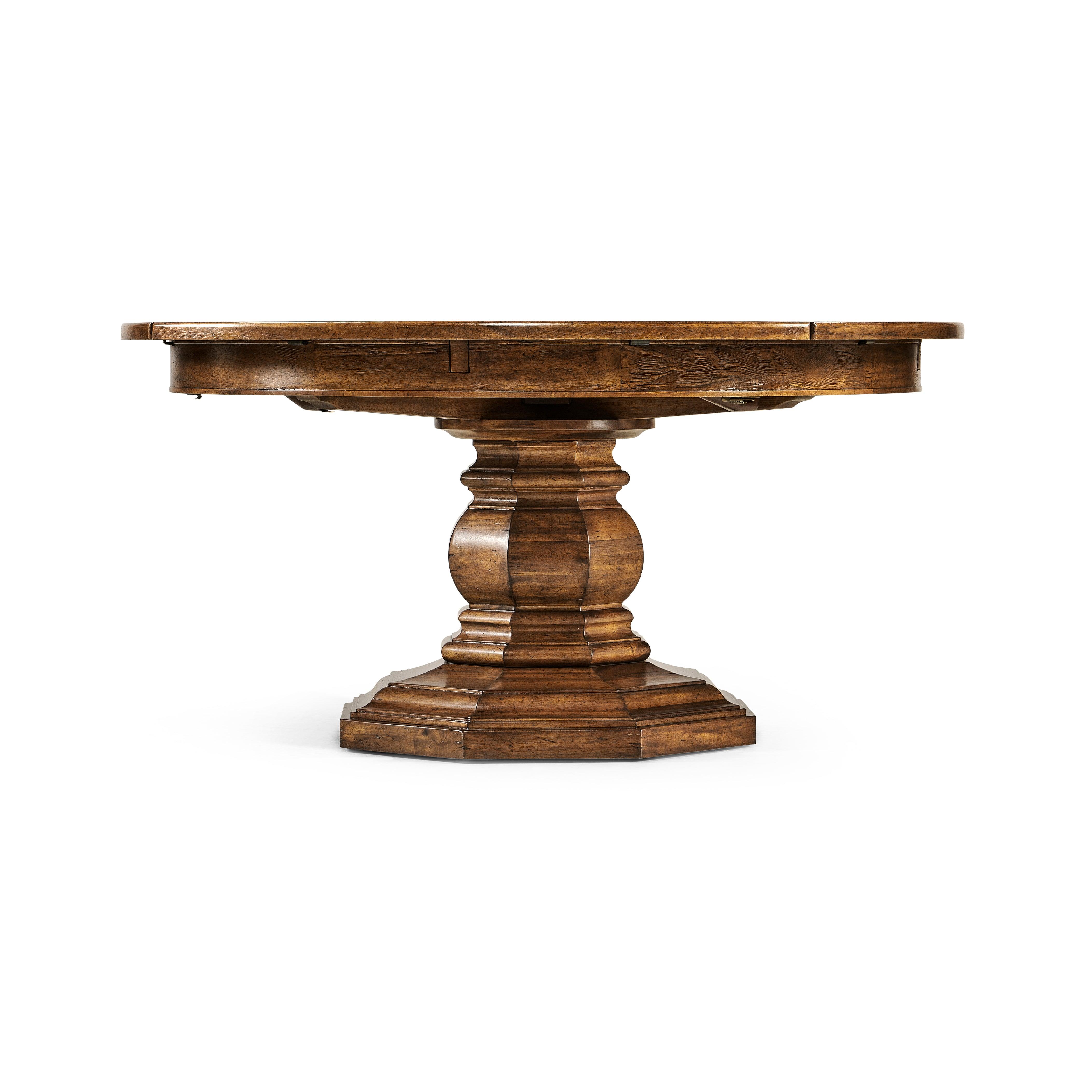 Casual Accents Country Walnut Round Extendable Dining Table 59