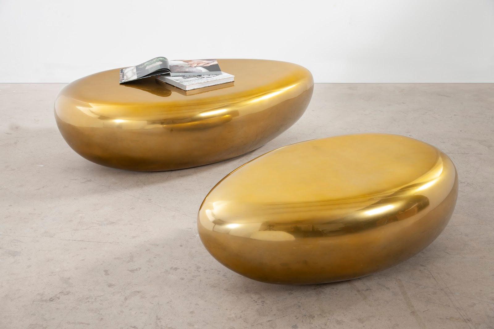 River Stone Coffee Table, Small, Liquid Gold - Remutear