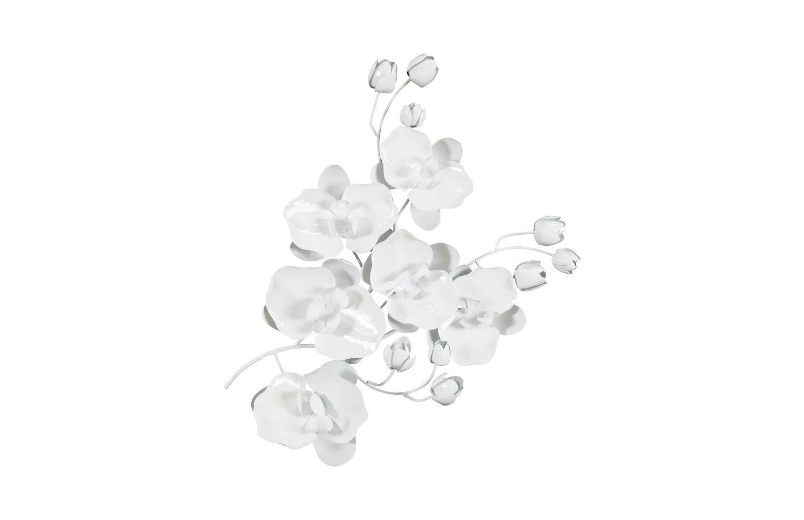 Orchid Sprig Wall Art, Medium, Metal, White - Remutear