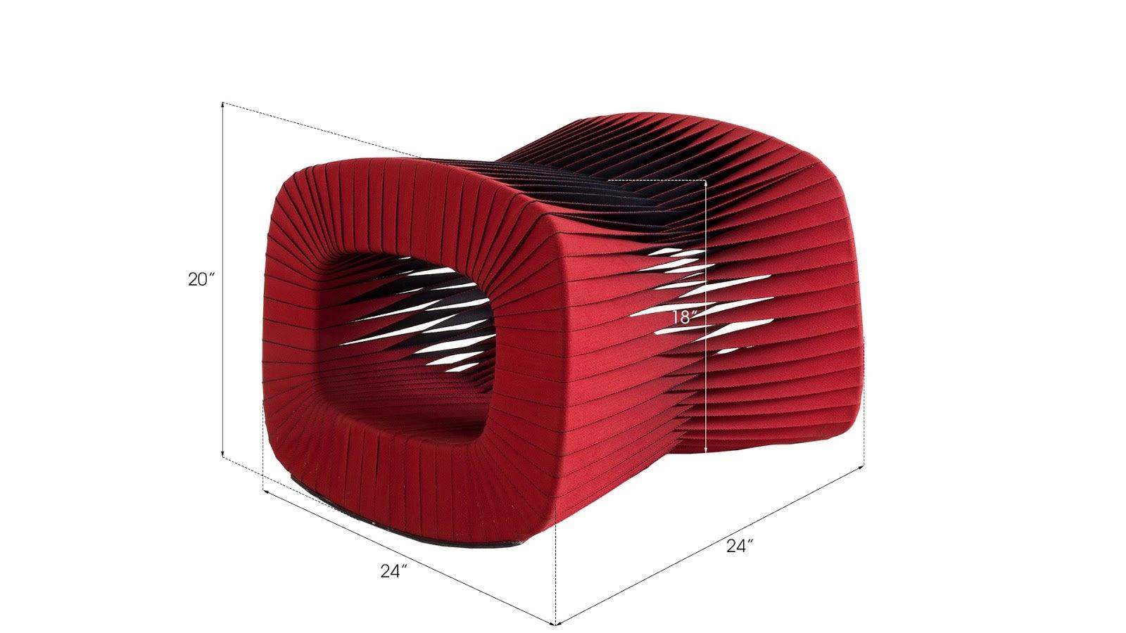 Seat Belt Ottoman, Red - Remutear