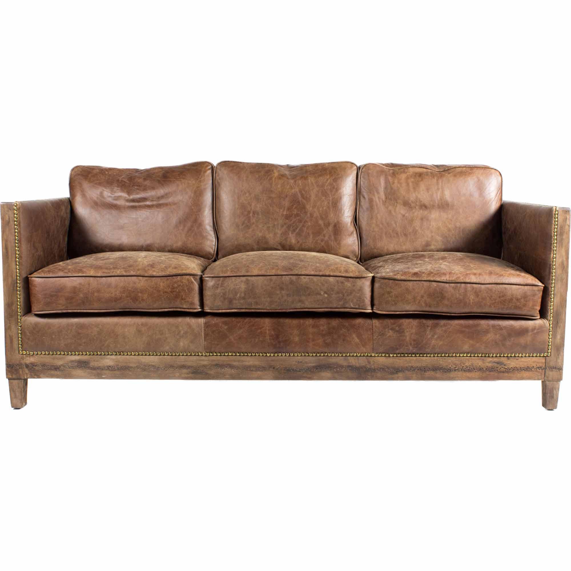 Darlington Sofa Grazed Brown Leather - Remutear