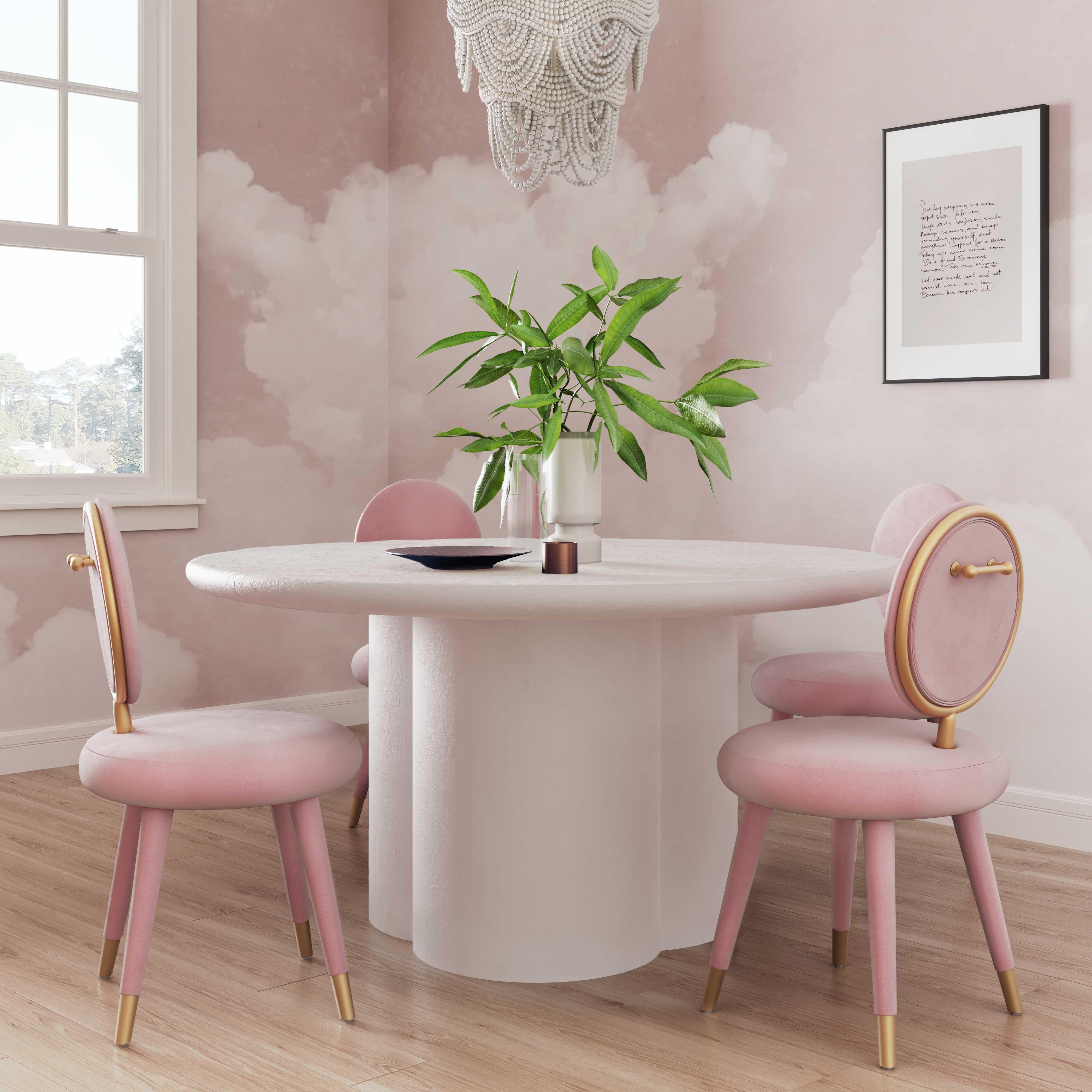 Elika White Faux Plaster Round Dining Table - Remutear
