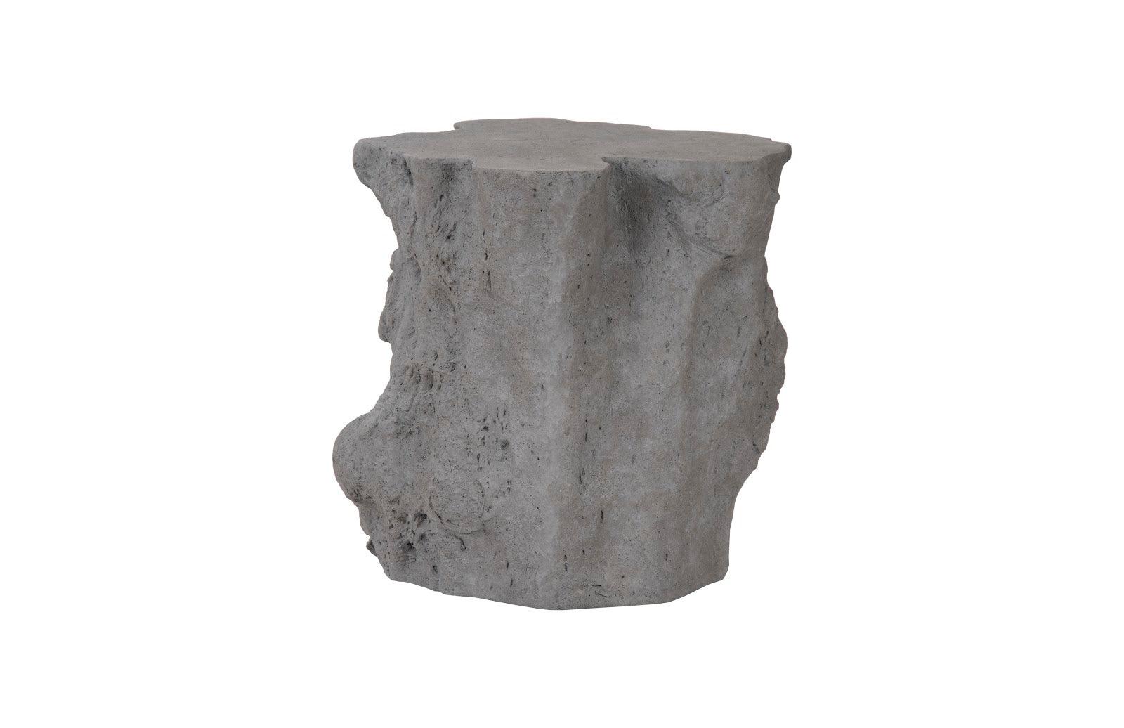 Log Side Table, Charcoal Stone - Remutear