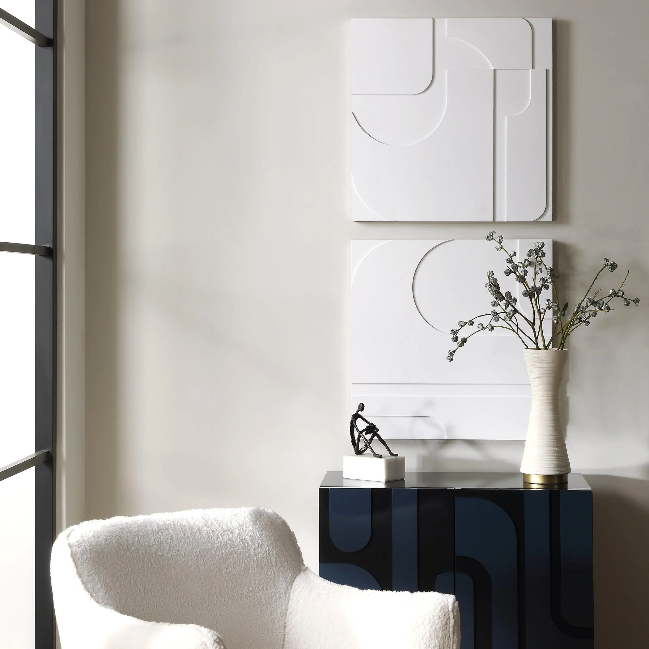 Contours White Wall Decor, S/2 - Remutear