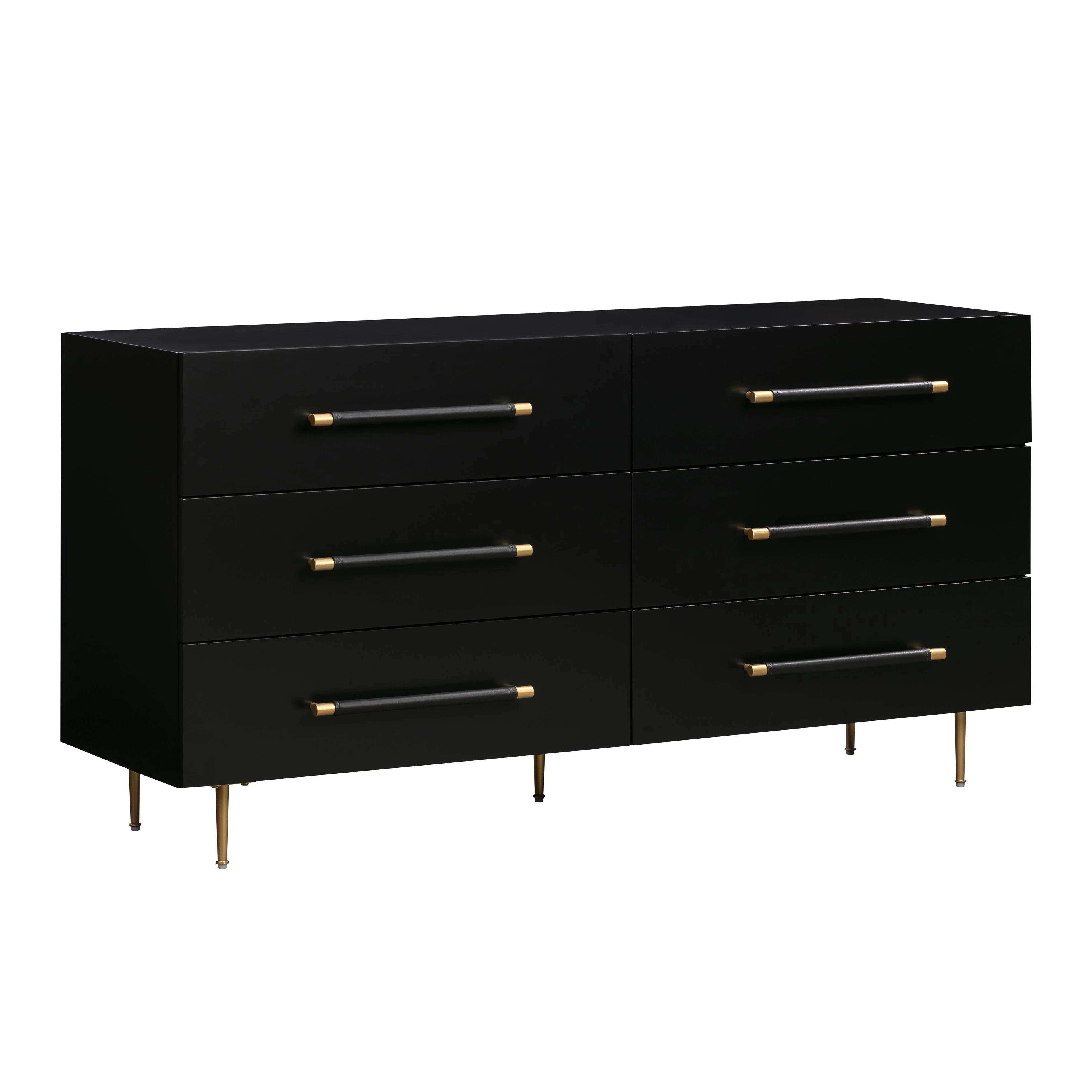 Trident Black 6 Drawer Dresser - Remutear