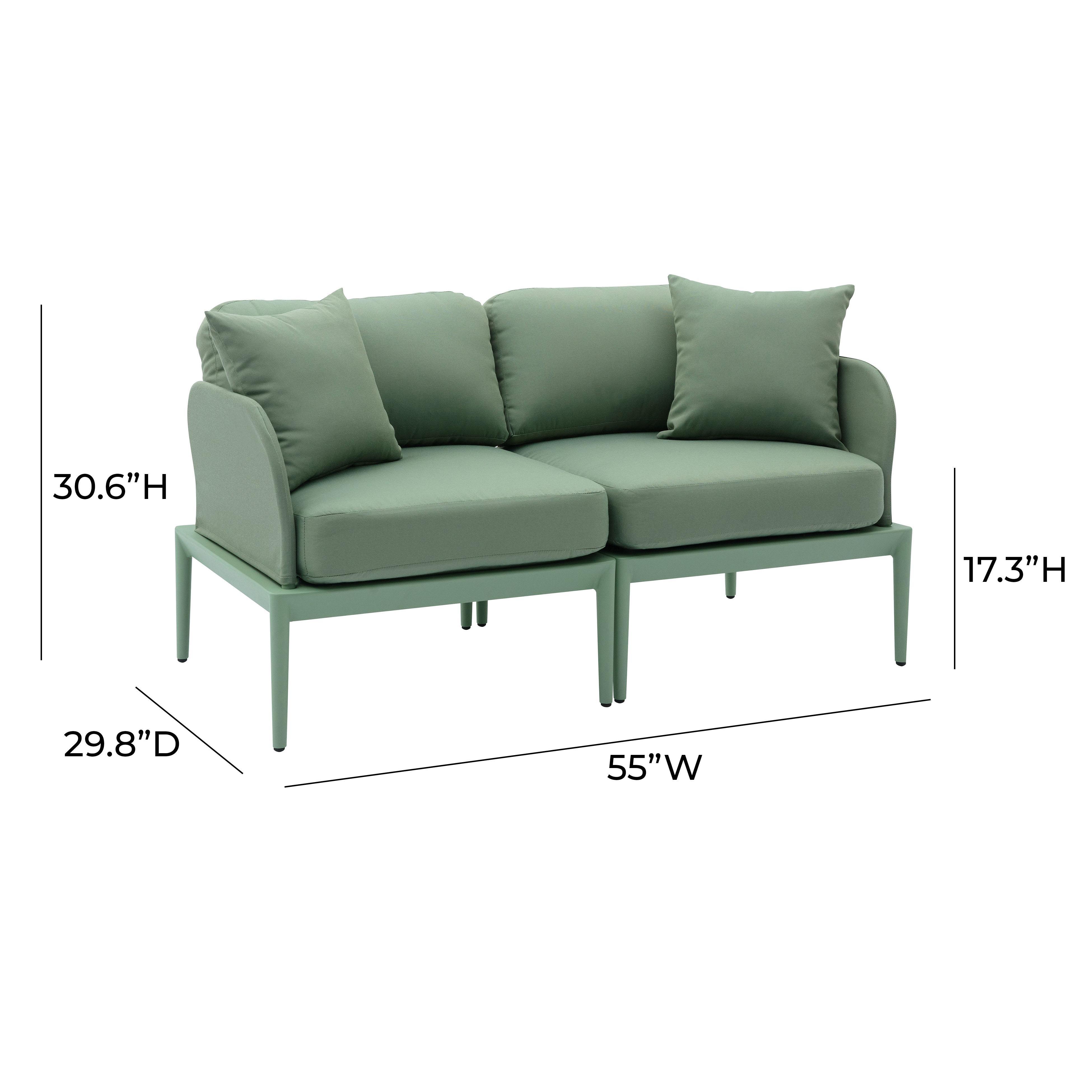Kapri Moss Green Modular Outdoor Loveseat - Remutear