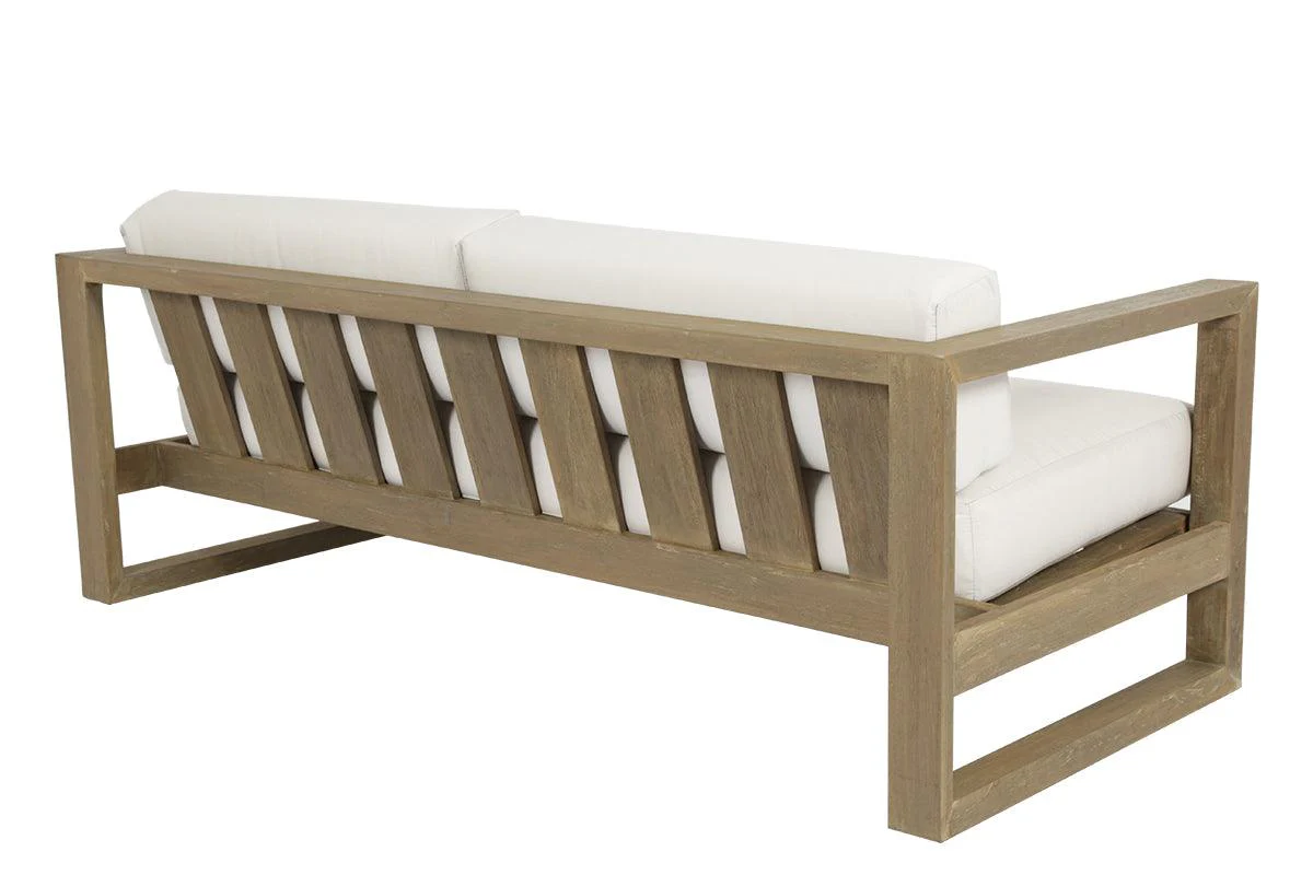 Coastal Teak Sofa in Canvas Canvas, No Welt - Remutear