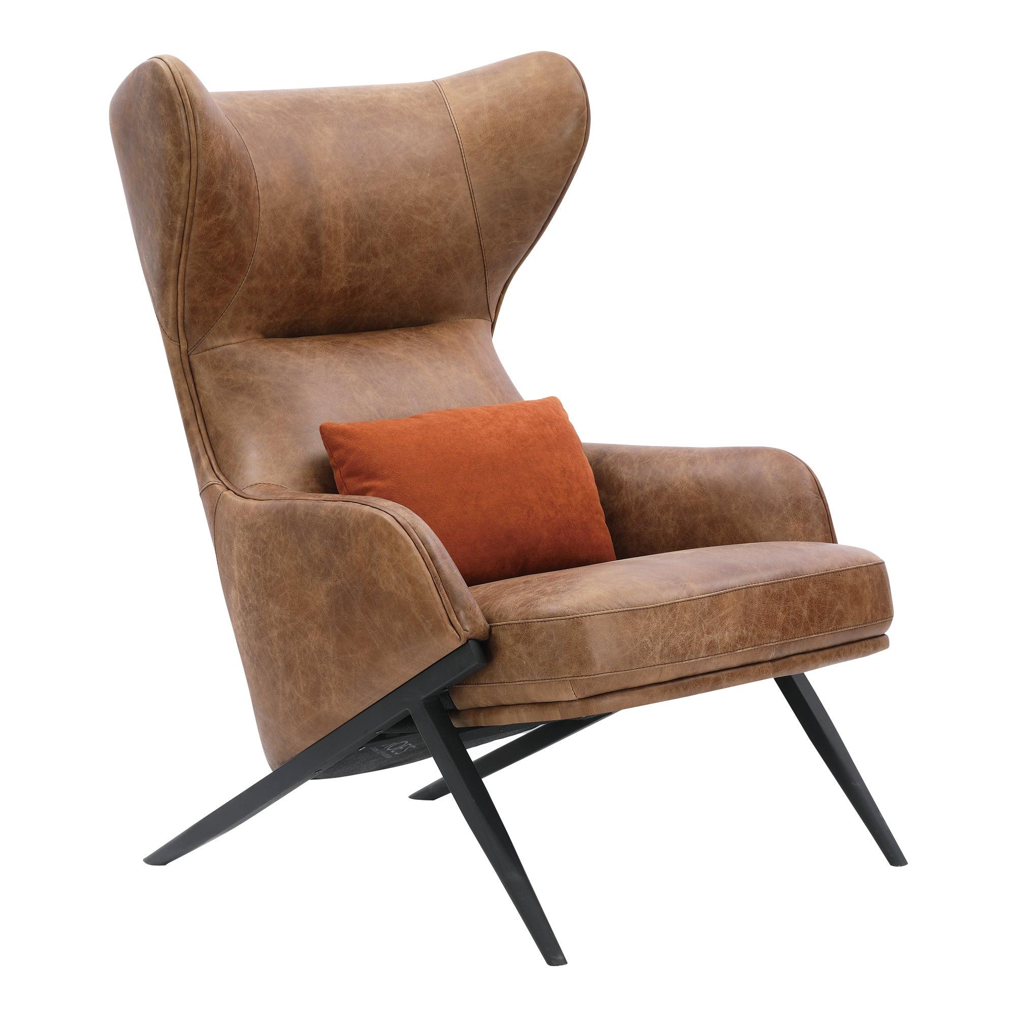 Amos Leather Accent Chair Open Road Brown Leather - Remutear