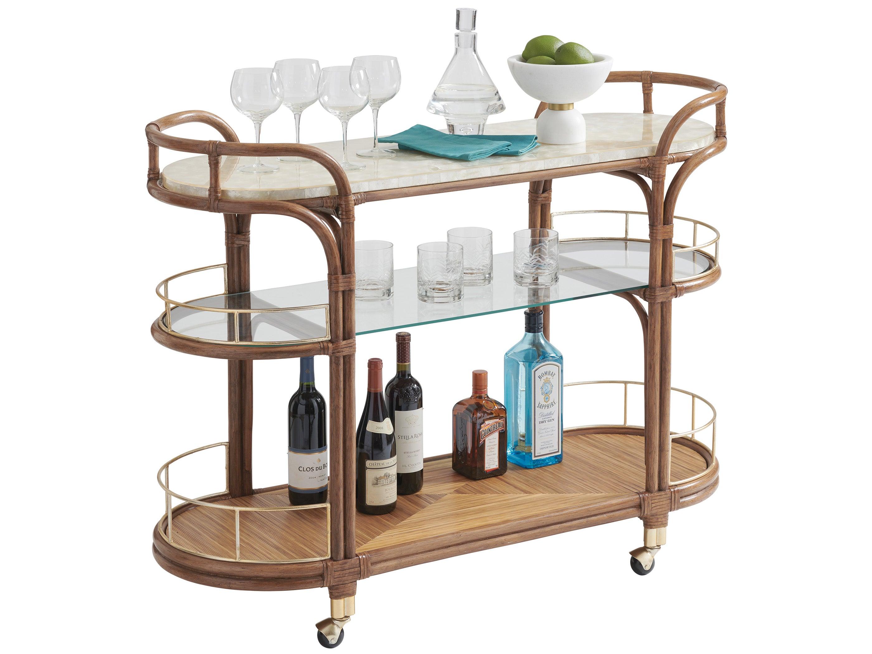 Palm Desert Toscana Rattan Mobile Bar Cart - Remutear