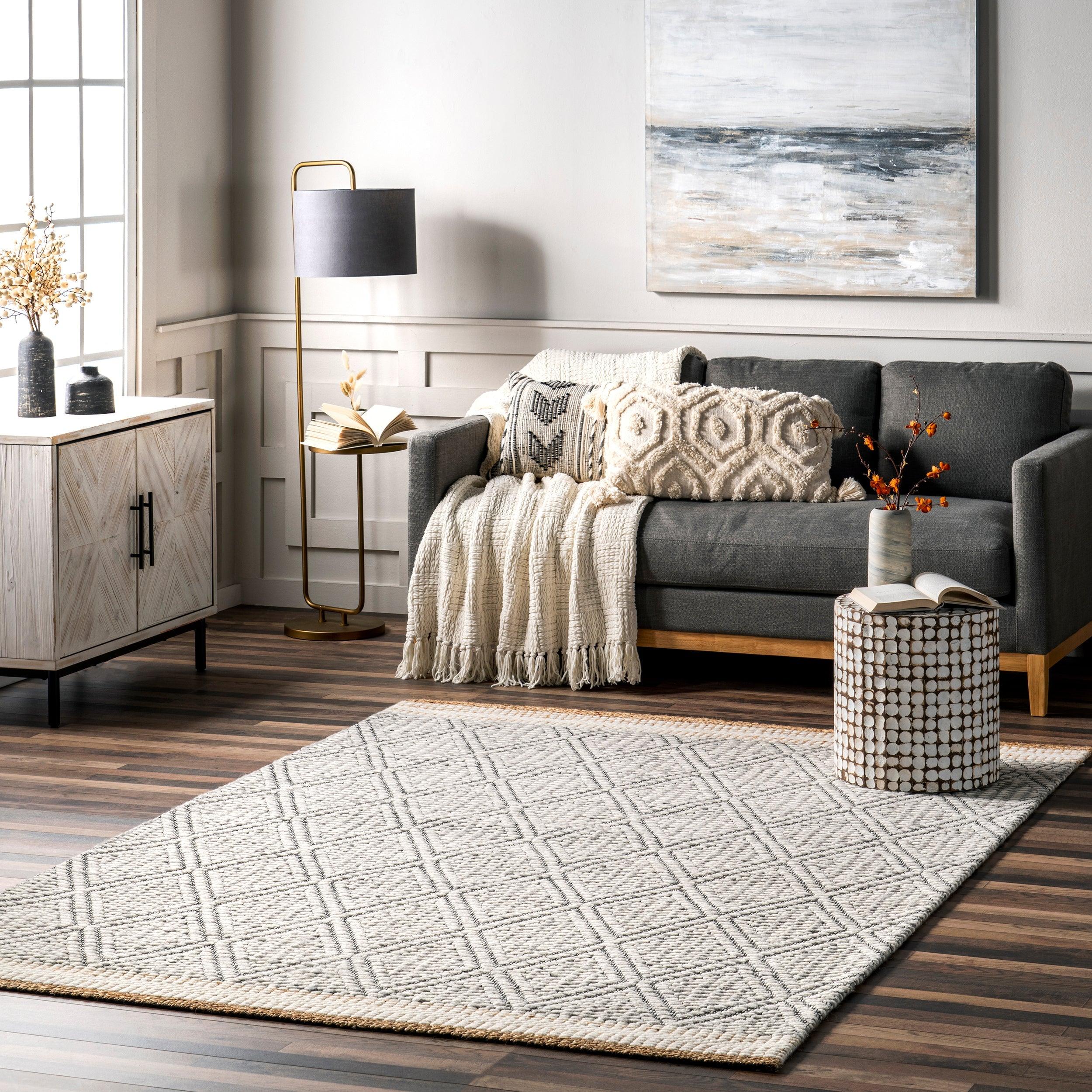 Laura Bohemian Trellis Wool and Jute Area Rug - Remutear
