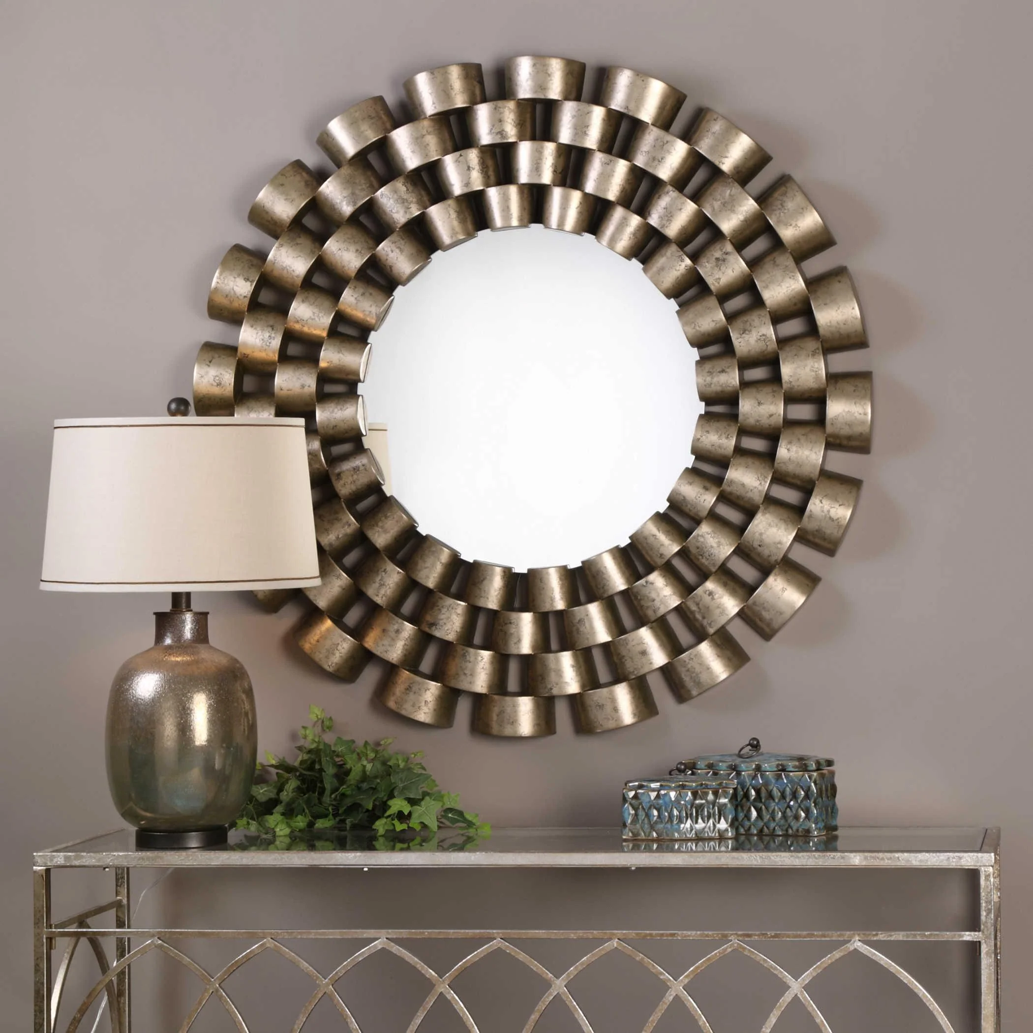TAURION SILVER LEAF ROUND MIRROR - Remutear