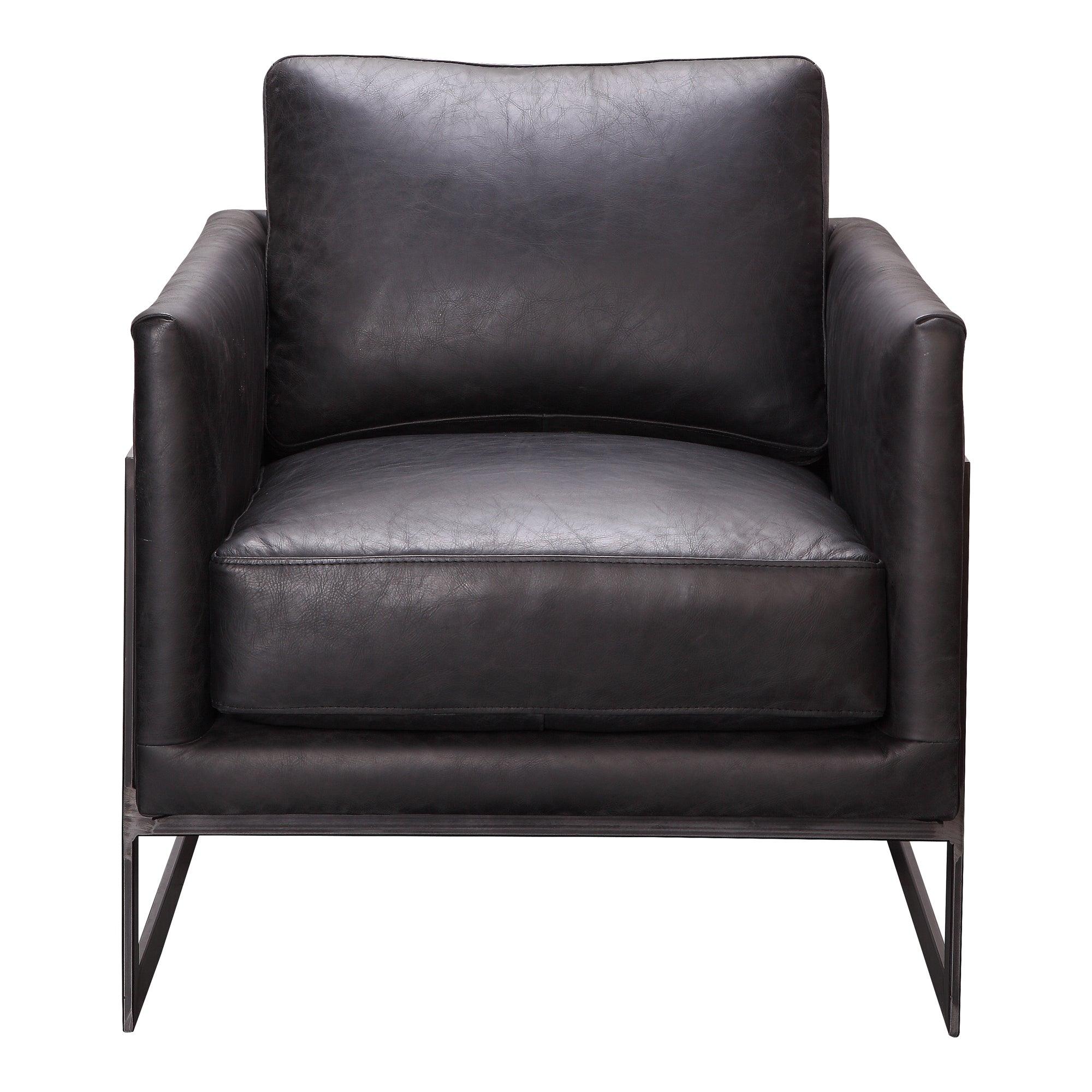 Luxley Club Chair Onyx Black Leather - Remutear