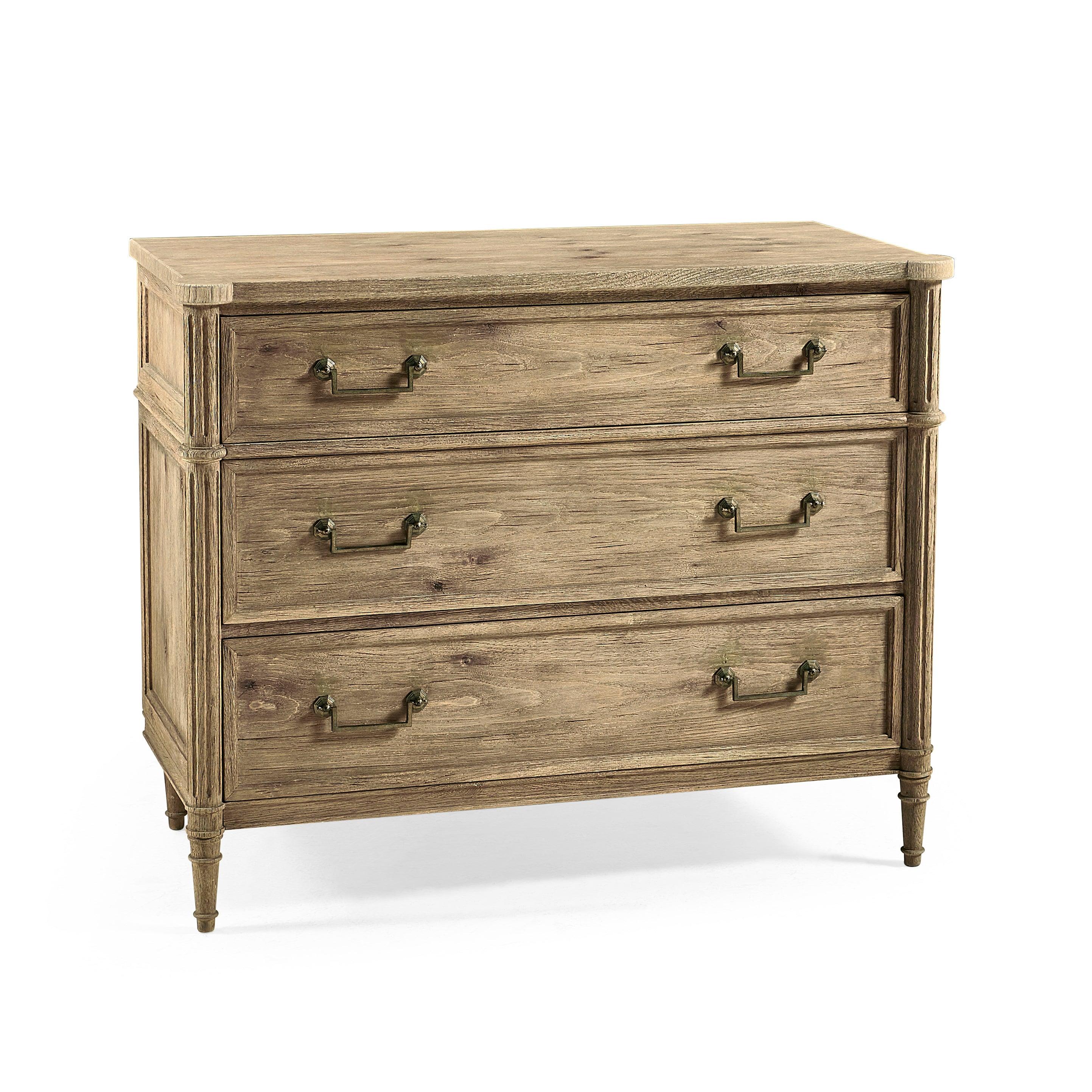 Timeless Kalpa Louis XVI Drawer Chest in Stripped Brown Chestnut 42