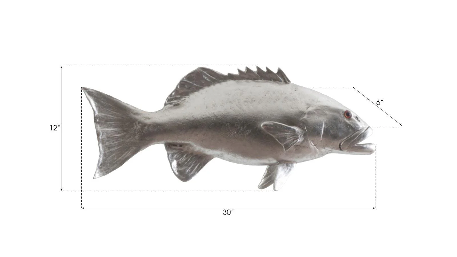 Coral Trout Fish Wall Sculpture, Resin, Silver Leaf - Remutear