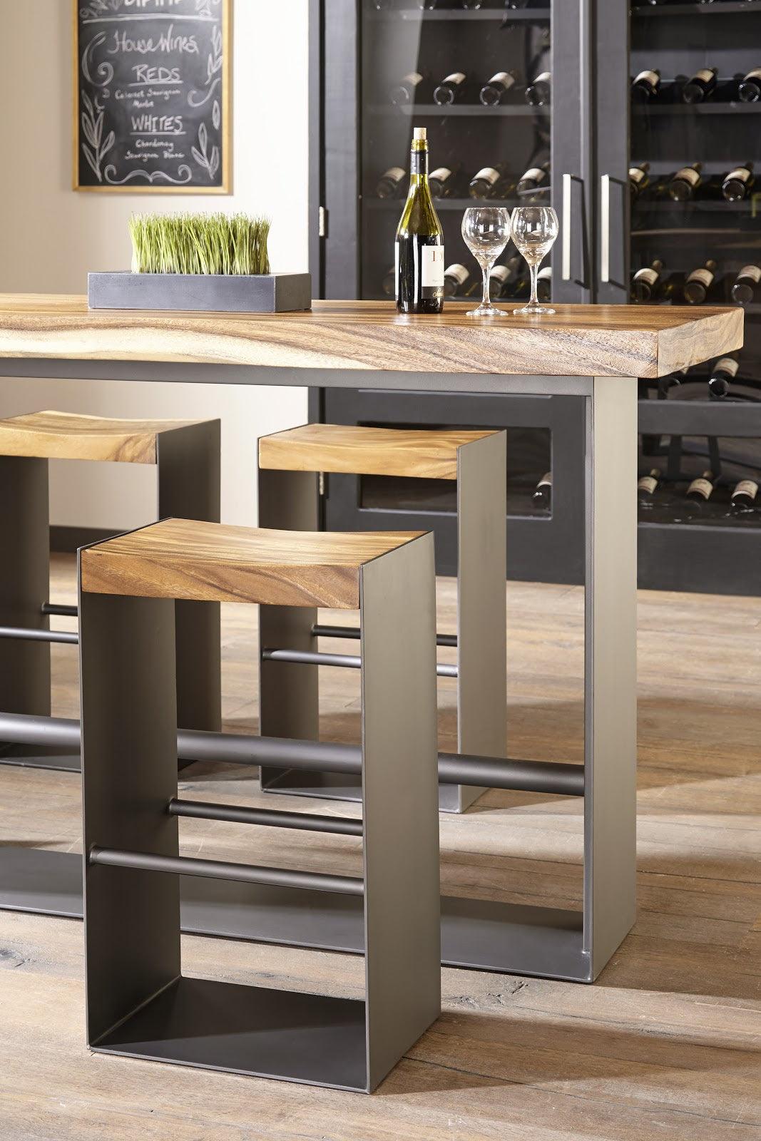 Iron Frame Bar Stool, Natural - Remutear
