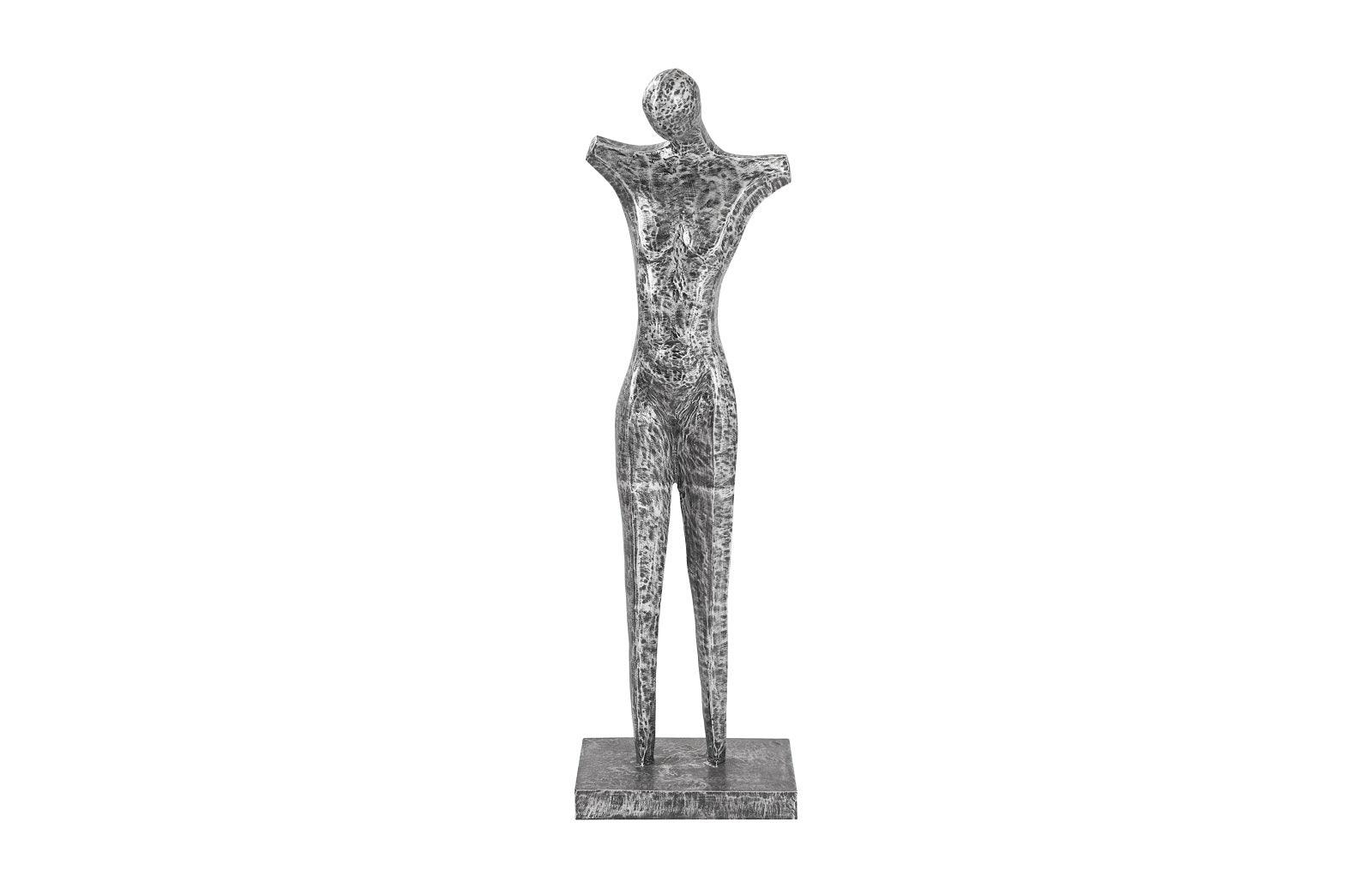 Abstract Male Sculpture on Stand, Black/Silver, Aluminum - Remutear