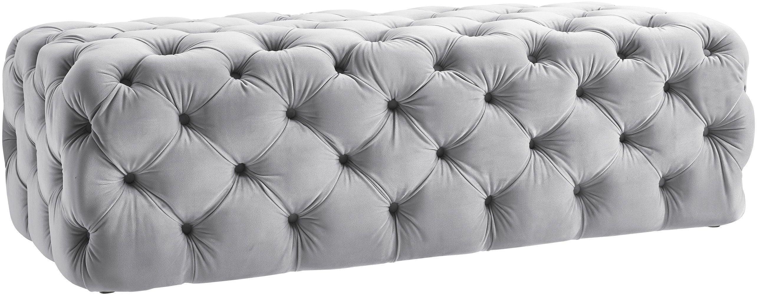 Kaylee Grey Velvet Ottoman - Remutear
