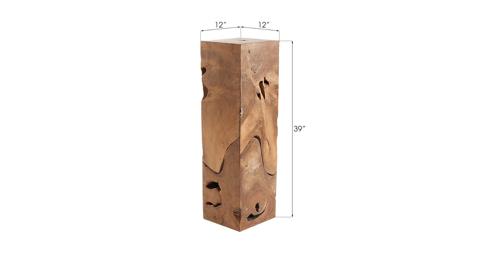 Teak Slice Pedestal, Square, LG - Remutear
