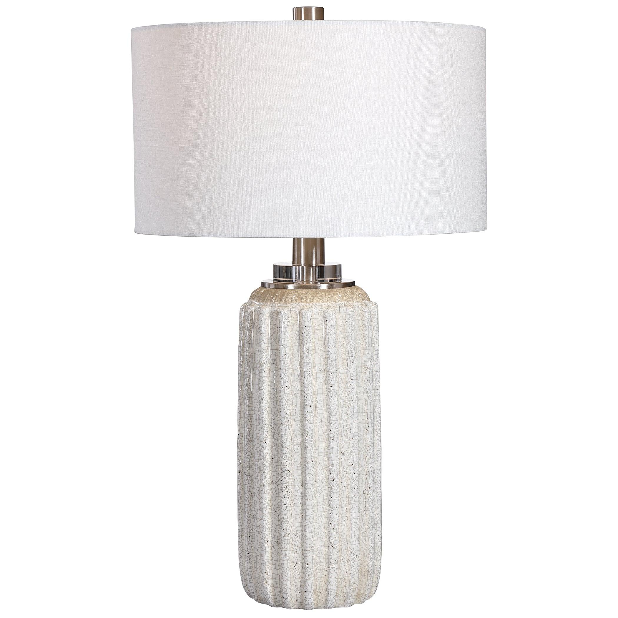AZARIAH WHITE CRACKLE TABLE LAMP - Remutear