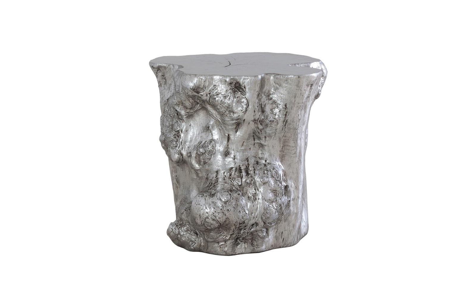 Log Side Table, Silver Leaf - Remutear