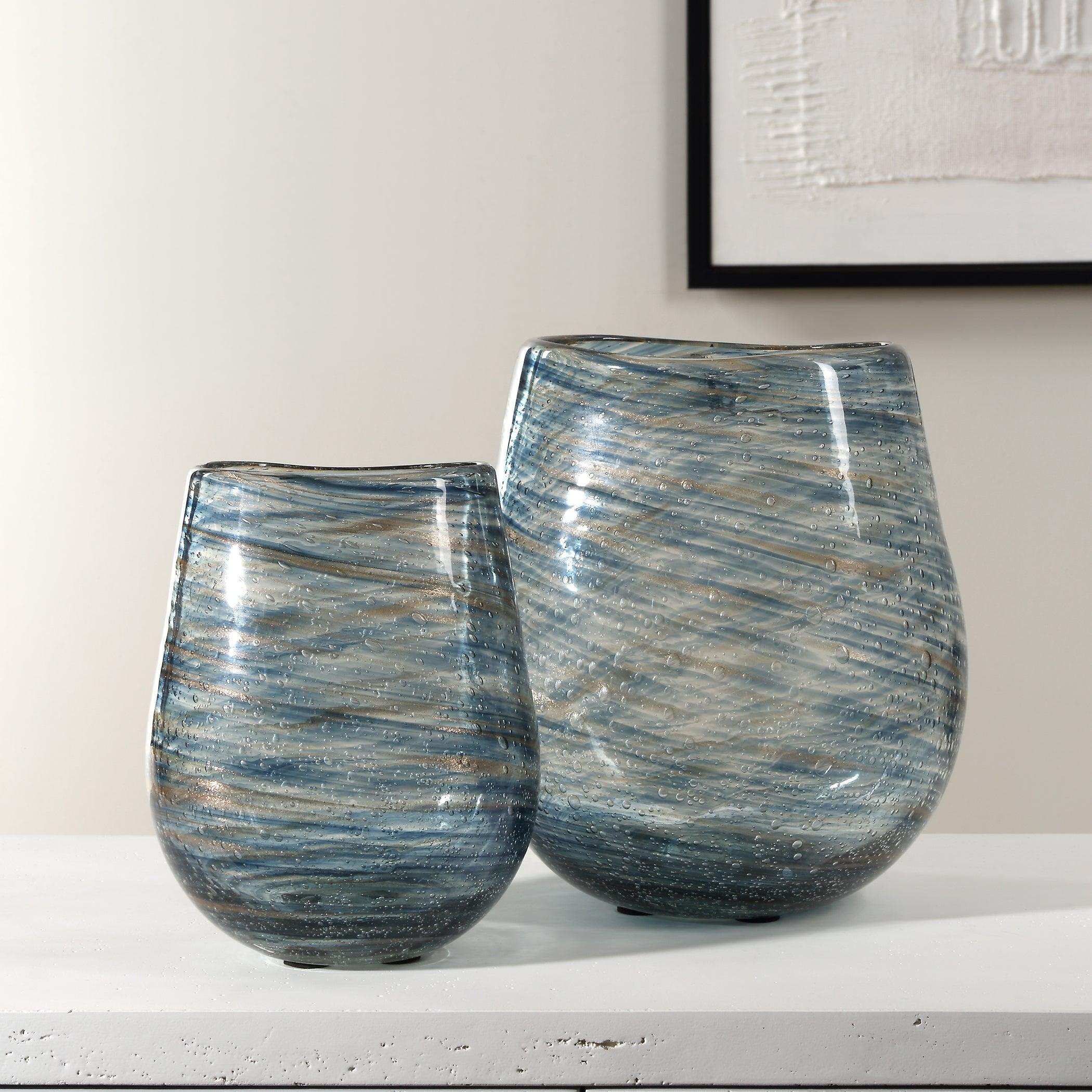 Aurora Swirl Glass Vases, S/2 - Remutear