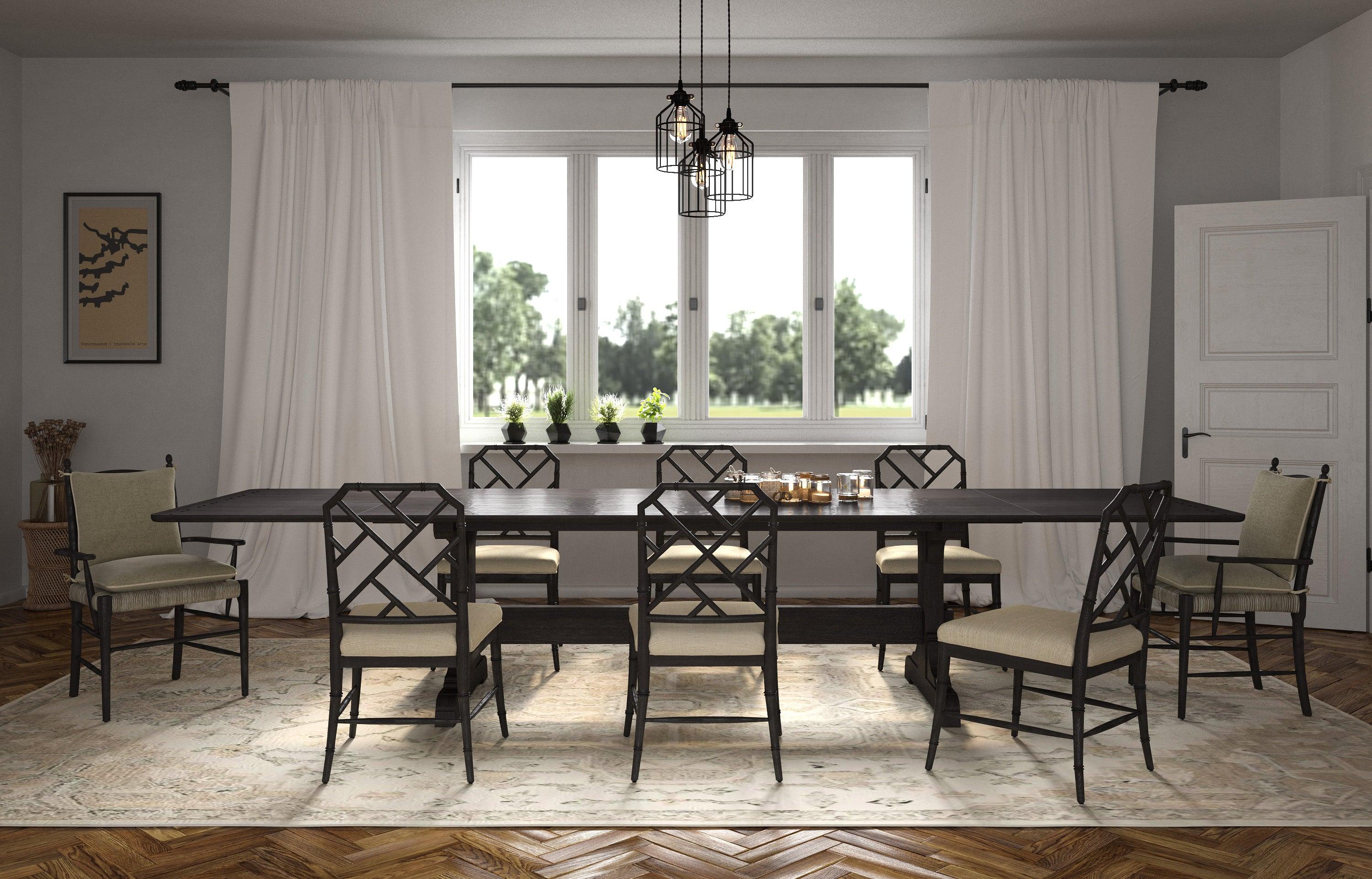 Timeless Epoch Trestle Dining Table in Ebonized Oak - Remutear